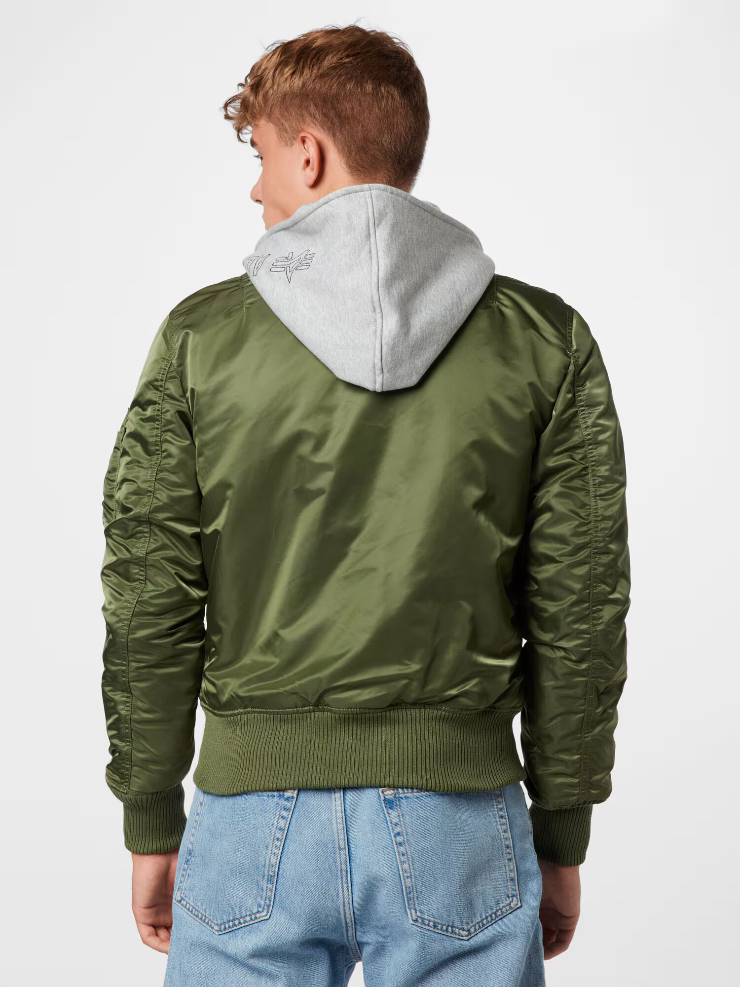 ALPHA INDUSTRIES Prechodná bunda 'MA-1 D-Tec' sivá melírovaná / zelená - Pepit.sk