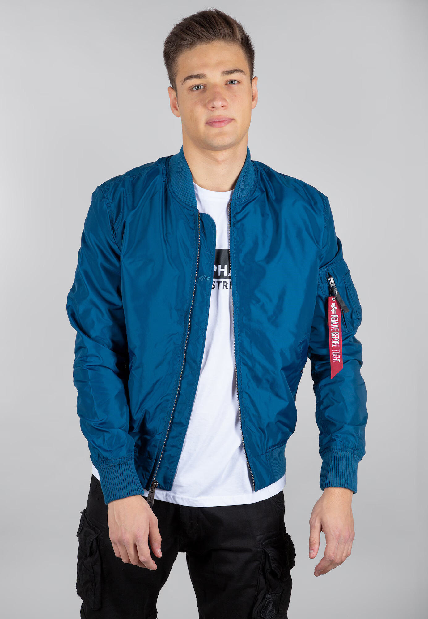 ALPHA INDUSTRIES Prechodná bunda 'MA-1 TT' modrá / červená / biela - Pepit.sk