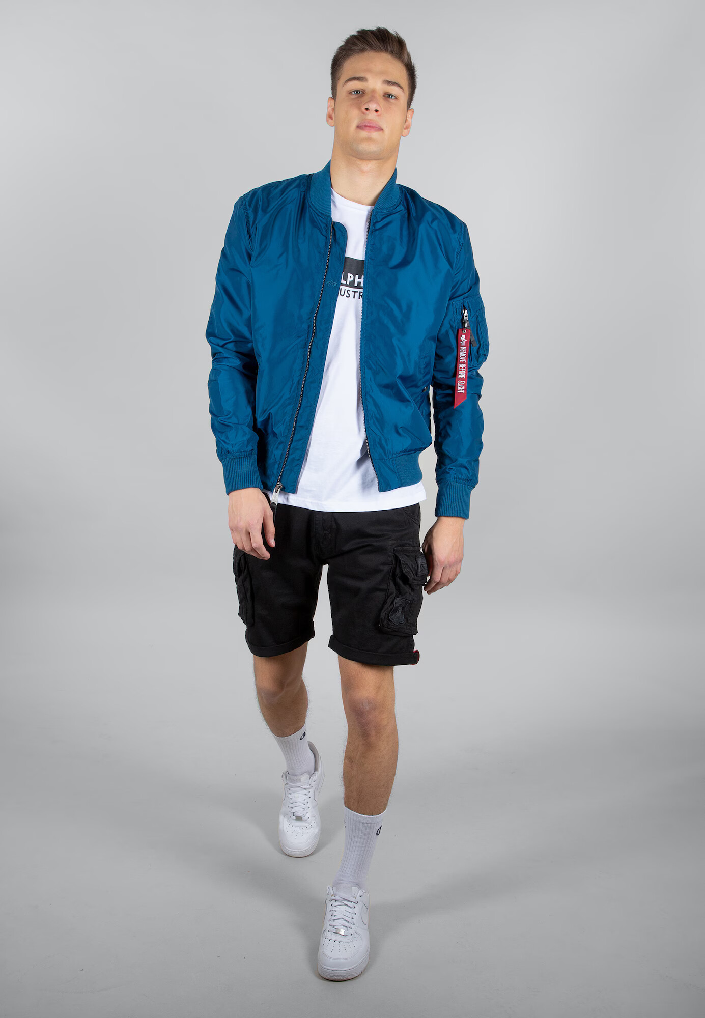 ALPHA INDUSTRIES Prechodná bunda 'MA-1 TT' modrá / červená / biela - Pepit.sk