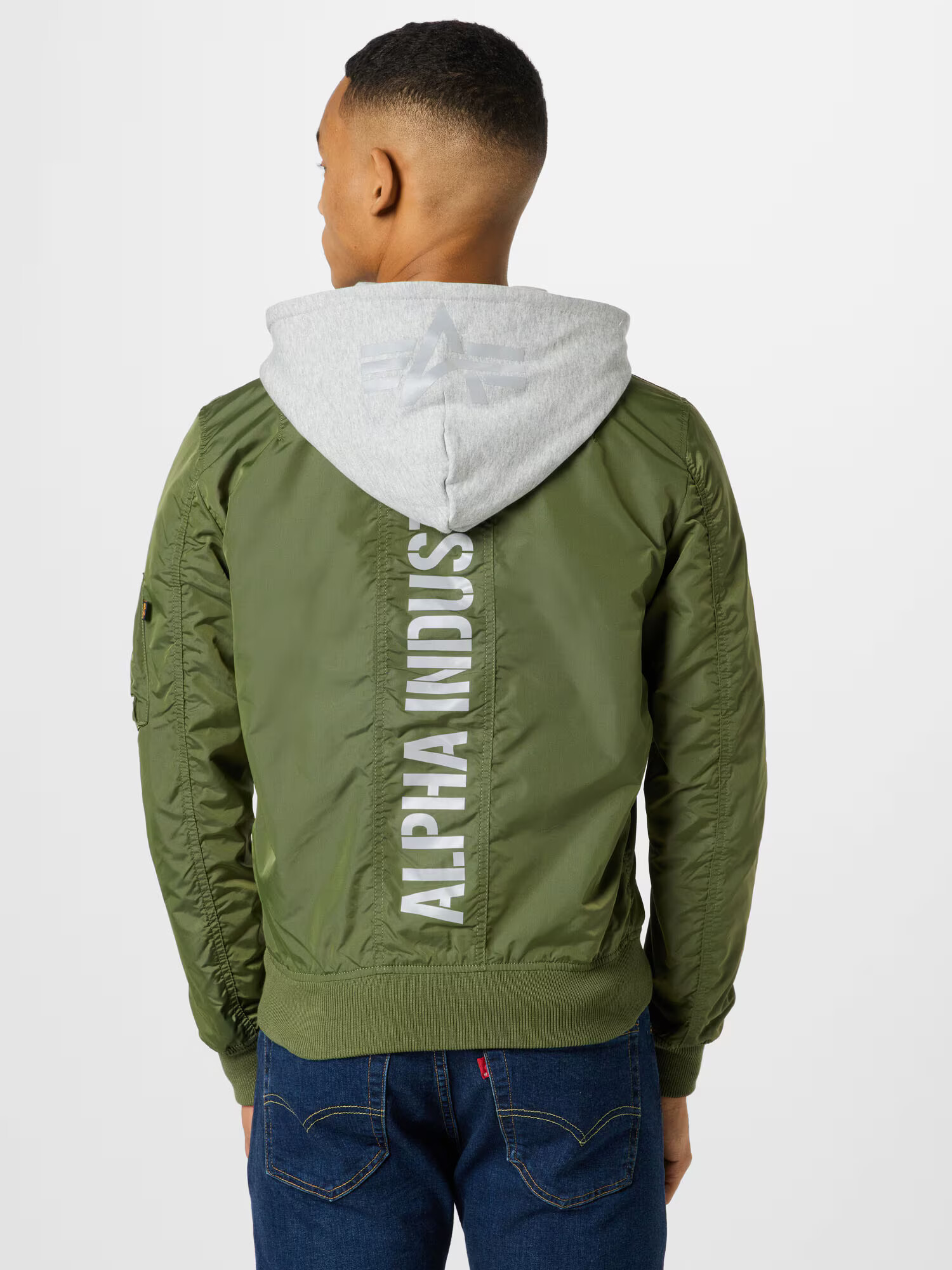 ALPHA INDUSTRIES Prechodná bunda sivá melírovaná / olivová / červená / biela - Pepit.sk