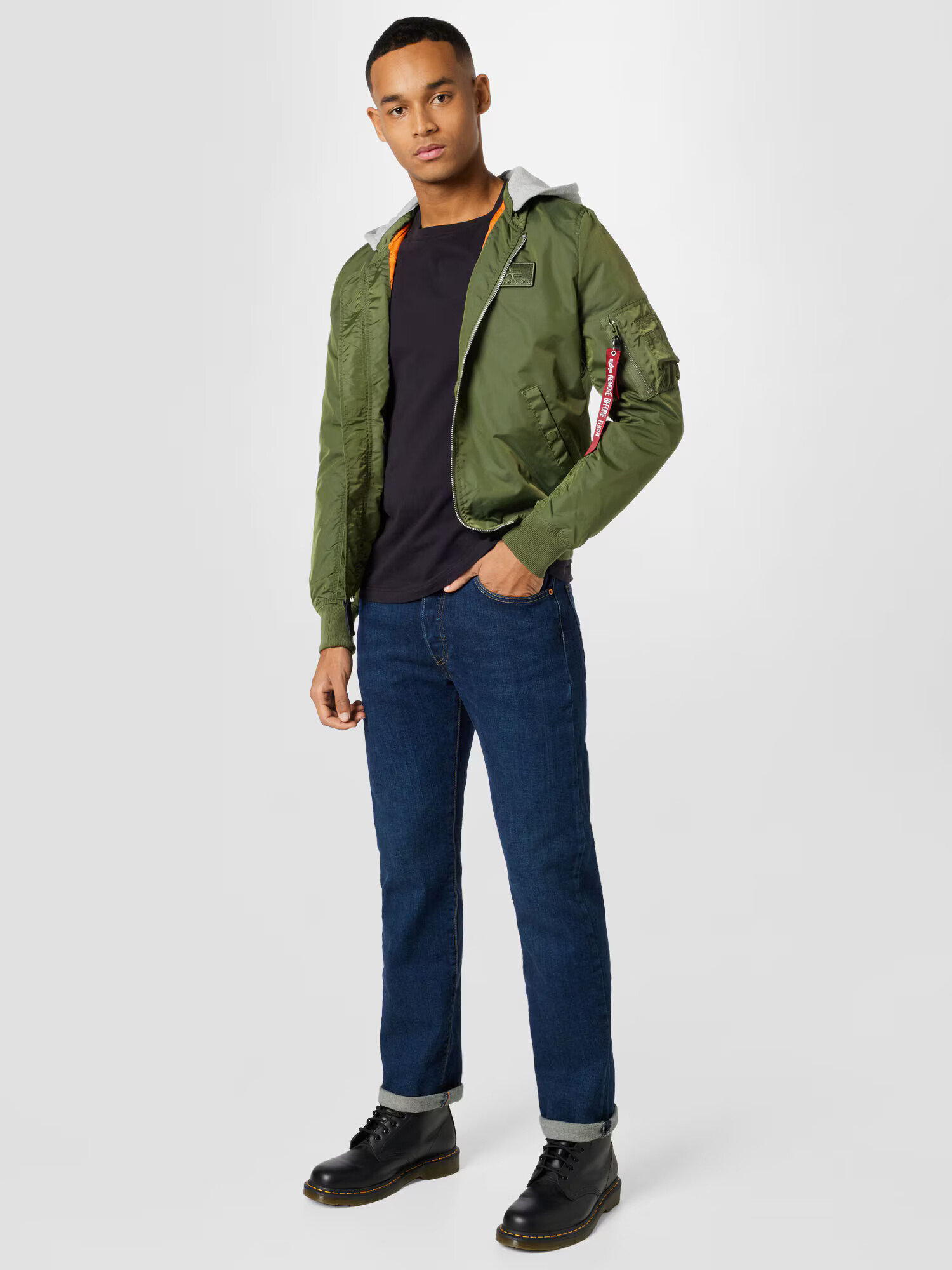 ALPHA INDUSTRIES Prechodná bunda sivá melírovaná / olivová / červená / biela - Pepit.sk