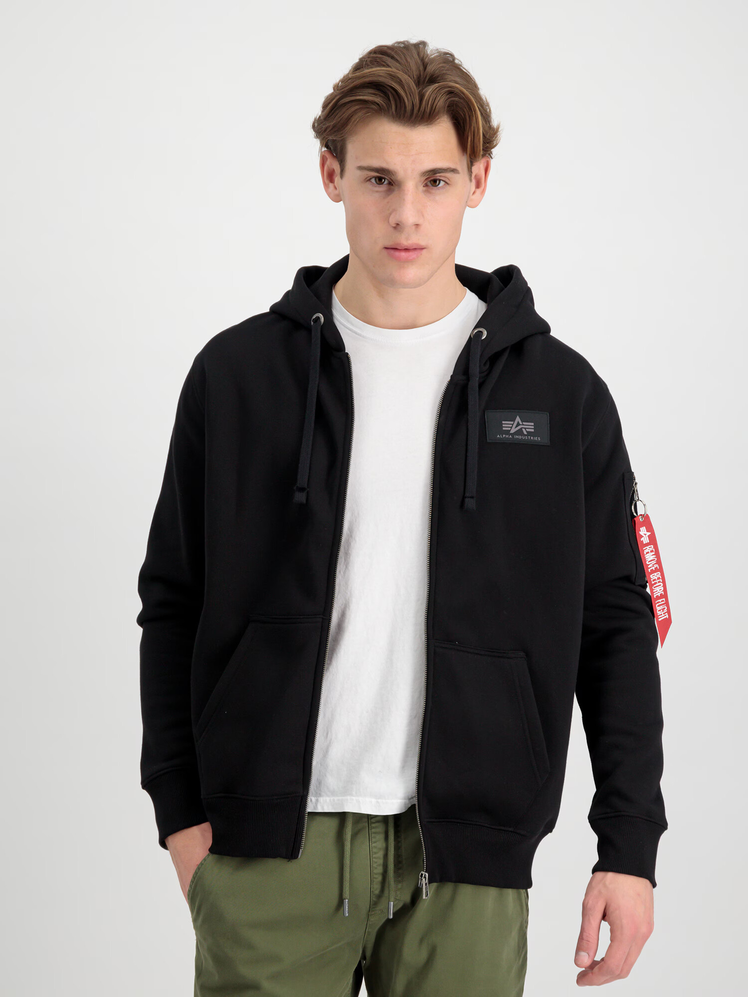 ALPHA INDUSTRIES Tepláková bunda čierna / biela - Pepit.sk