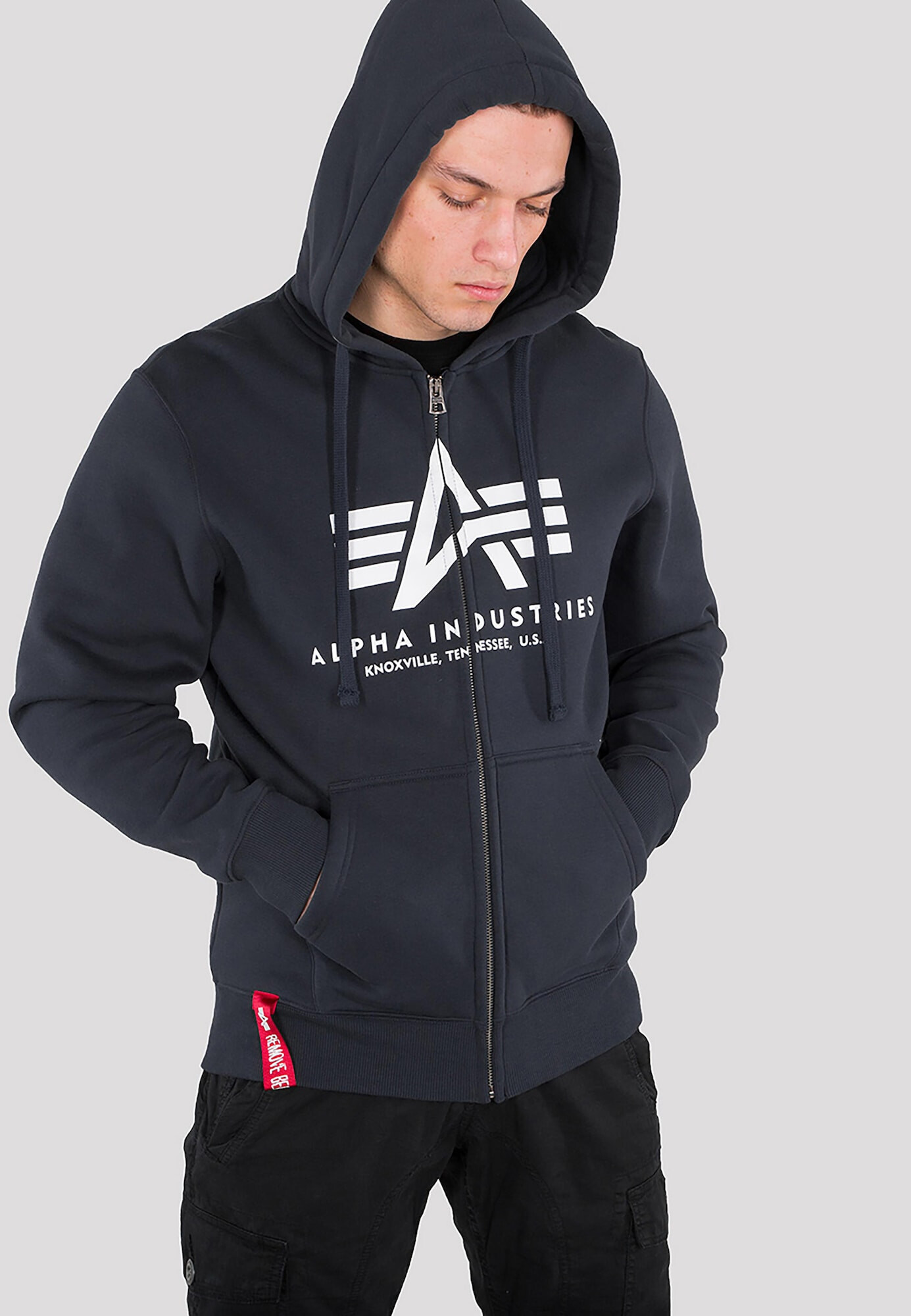 ALPHA INDUSTRIES Tepláková bunda námornícka modrá / sivá / červená / biela - Pepit.sk