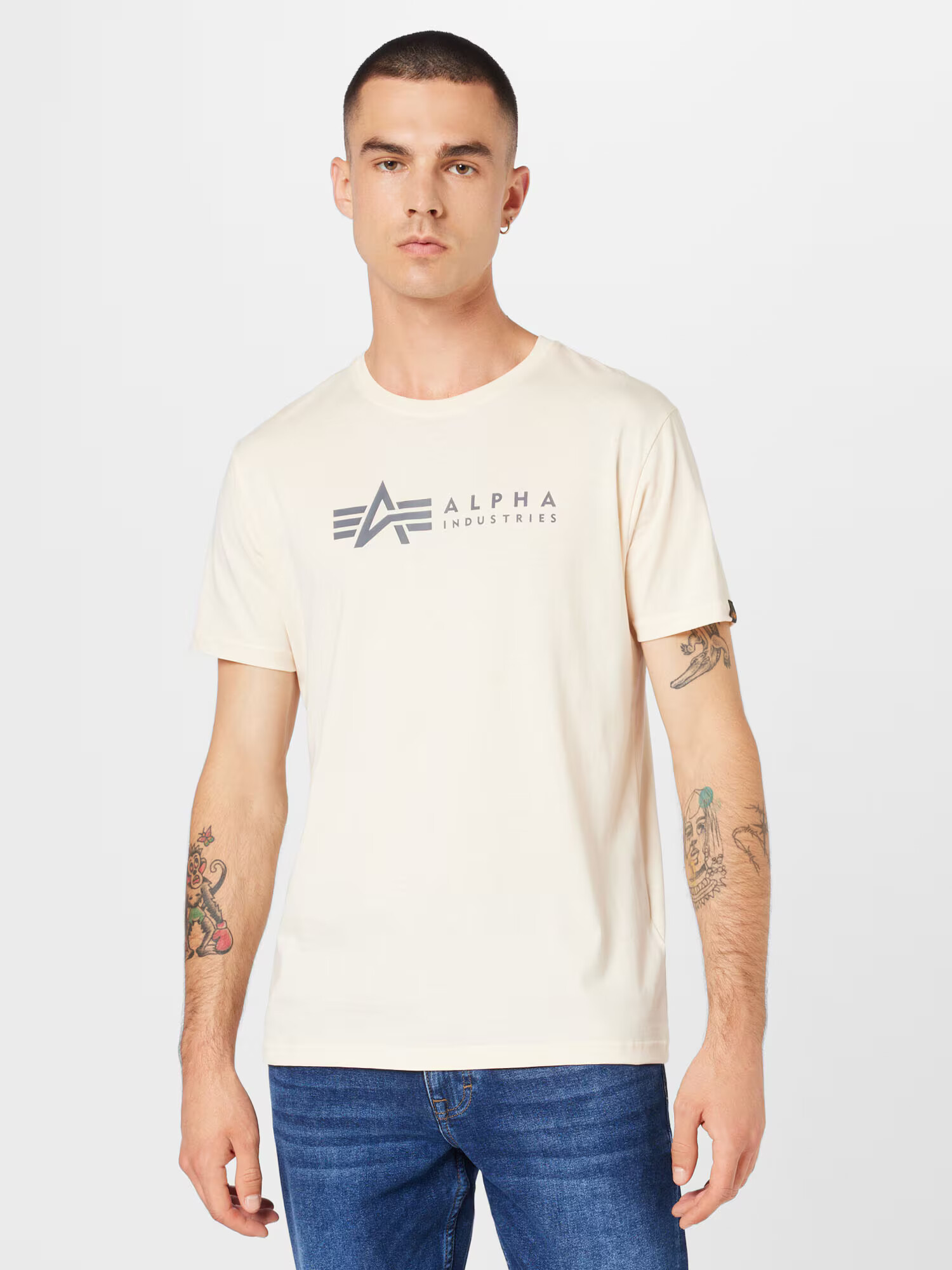 ALPHA INDUSTRIES Tričko béžová / tmavosivá - Pepit.sk