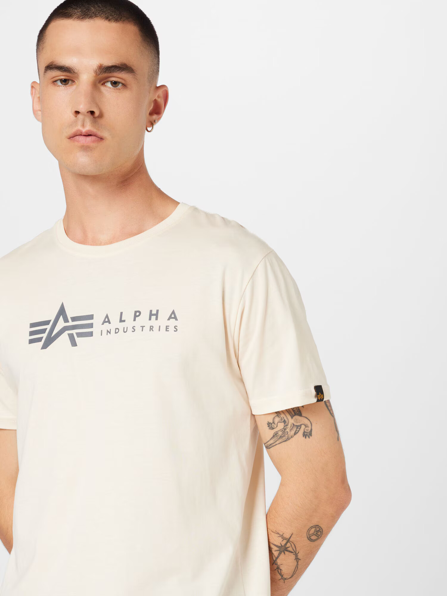 ALPHA INDUSTRIES Tričko béžová / tmavosivá - Pepit.sk