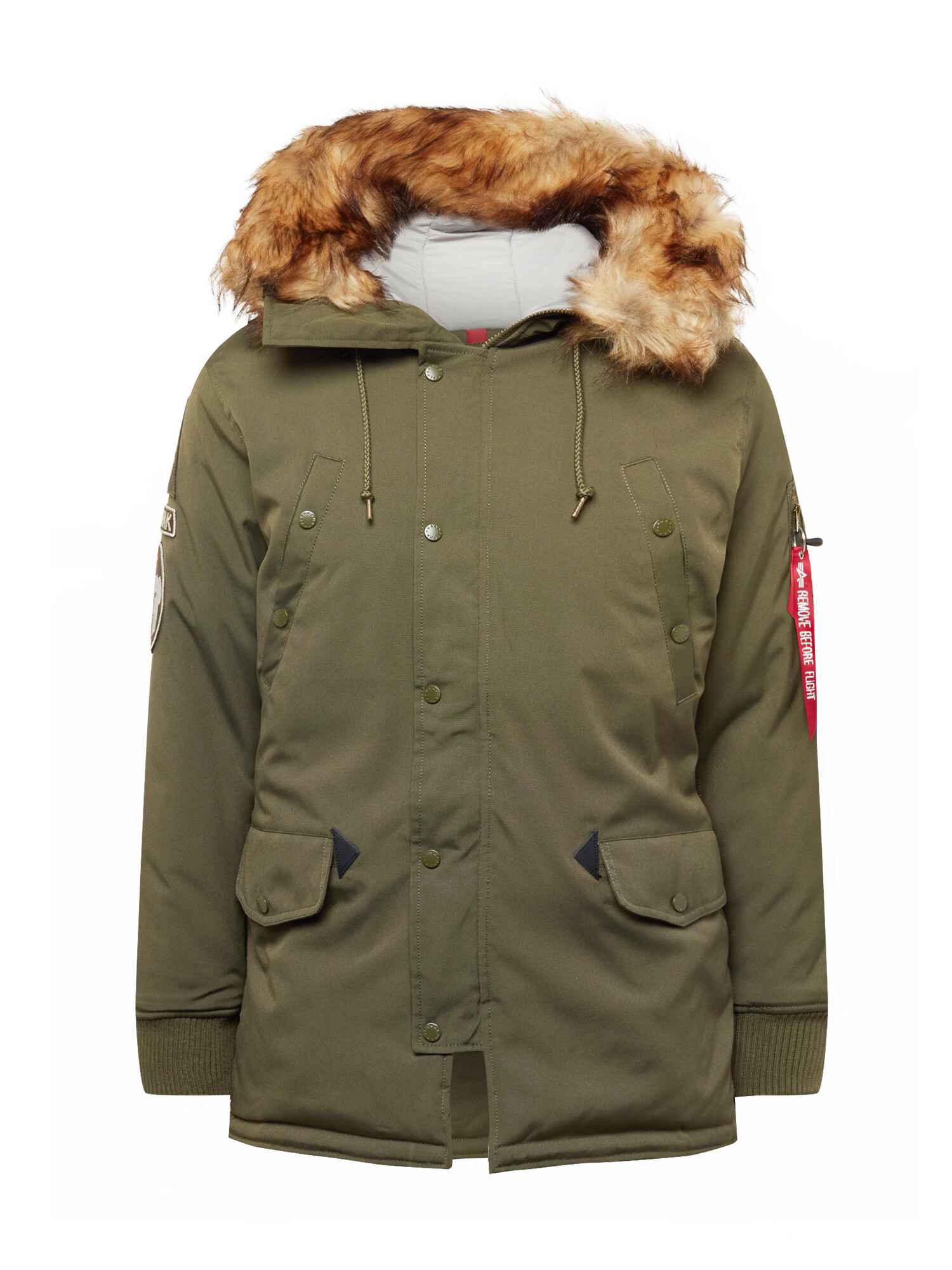 ALPHA INDUSTRIES Zimná bunda 'Arctic Discoverer' svetlomodrá / kaki / červená / biela - Pepit.sk