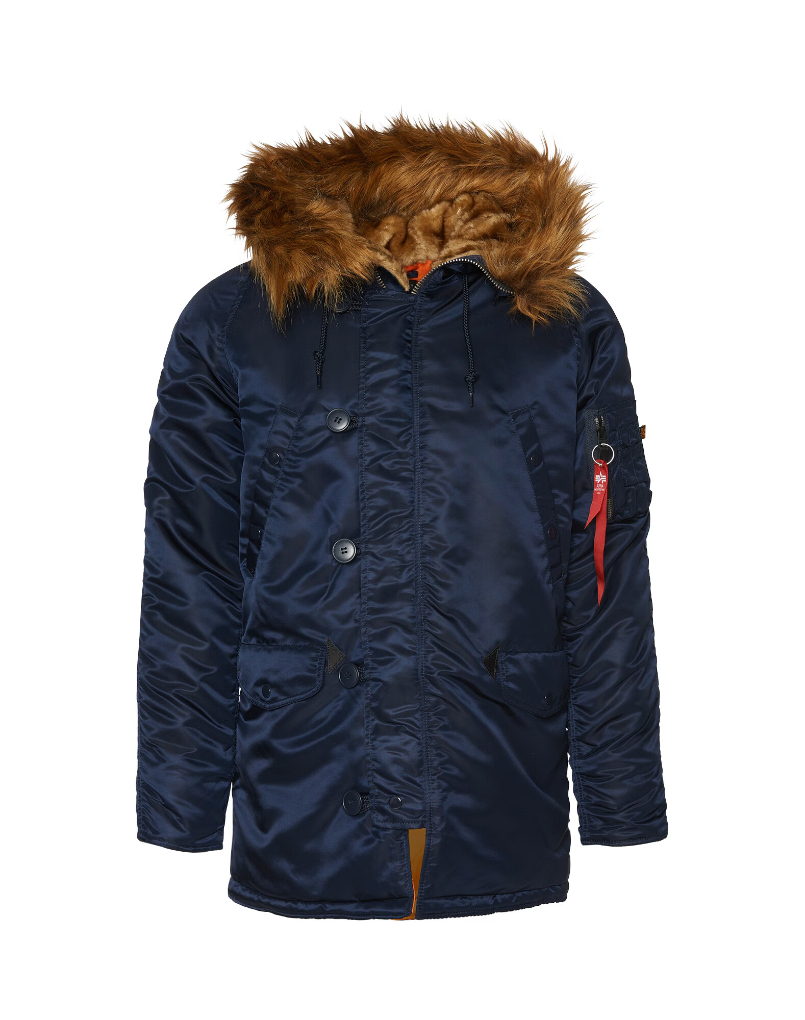 ALPHA INDUSTRIES Zimná parka 'N3B VF 59' tmavomodrá / hnedá / jasne červená / biela - Pepit.sk