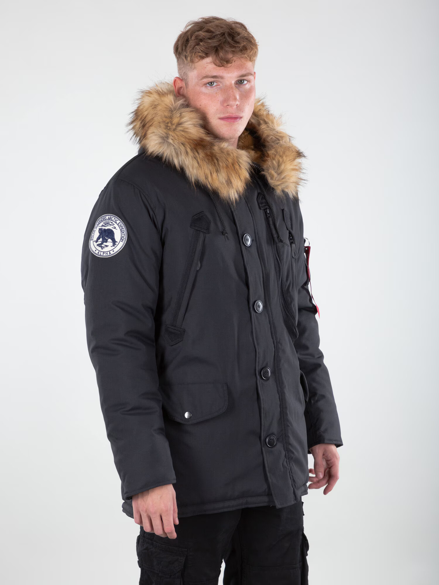 ALPHA INDUSTRIES Zimná parka 'Polar' červená / čierna / biela - Pepit.sk