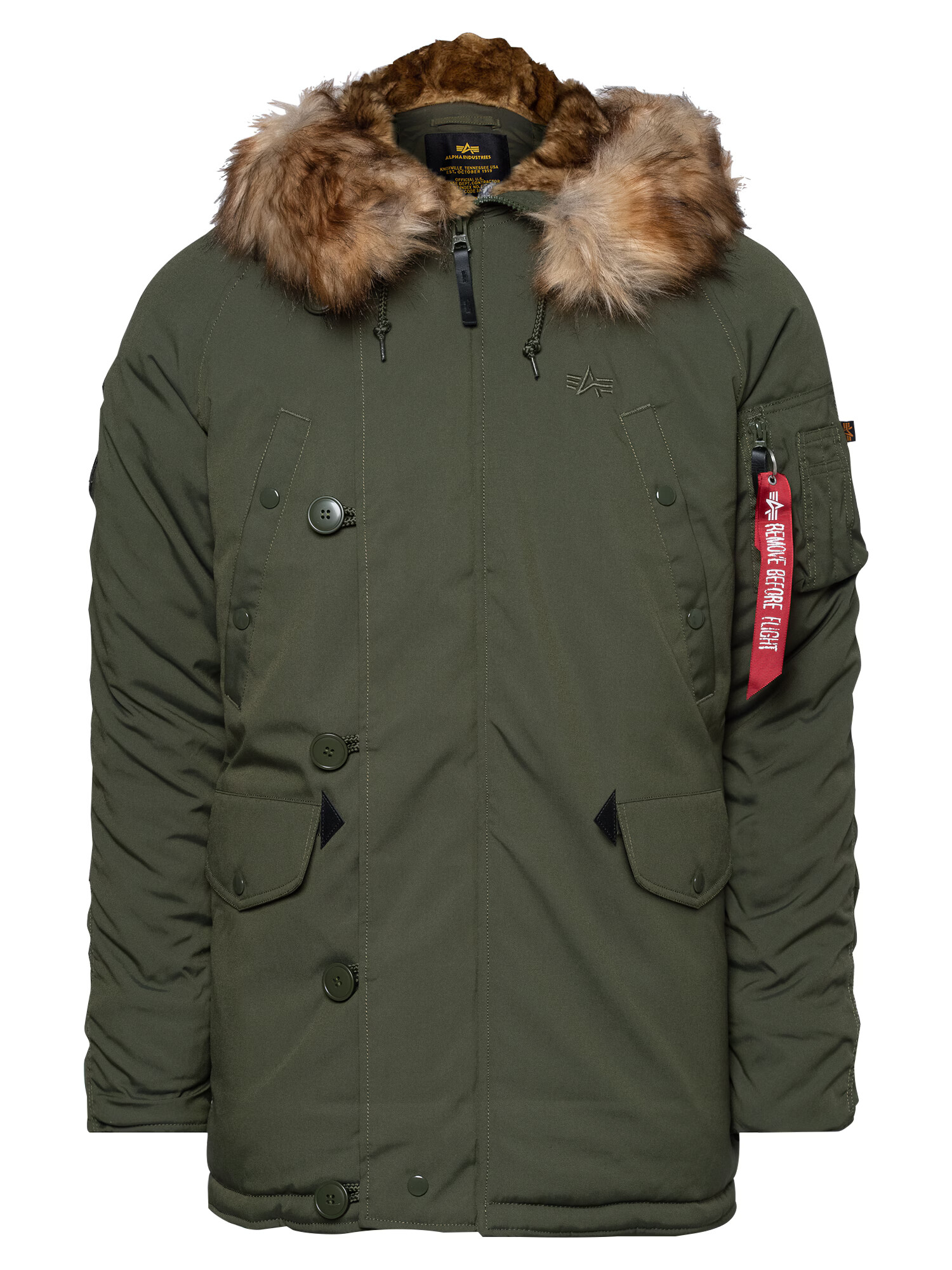 ALPHA INDUSTRIES Zimná parka 'Explorer' hnedá / olivová / červená / biela - Pepit.sk