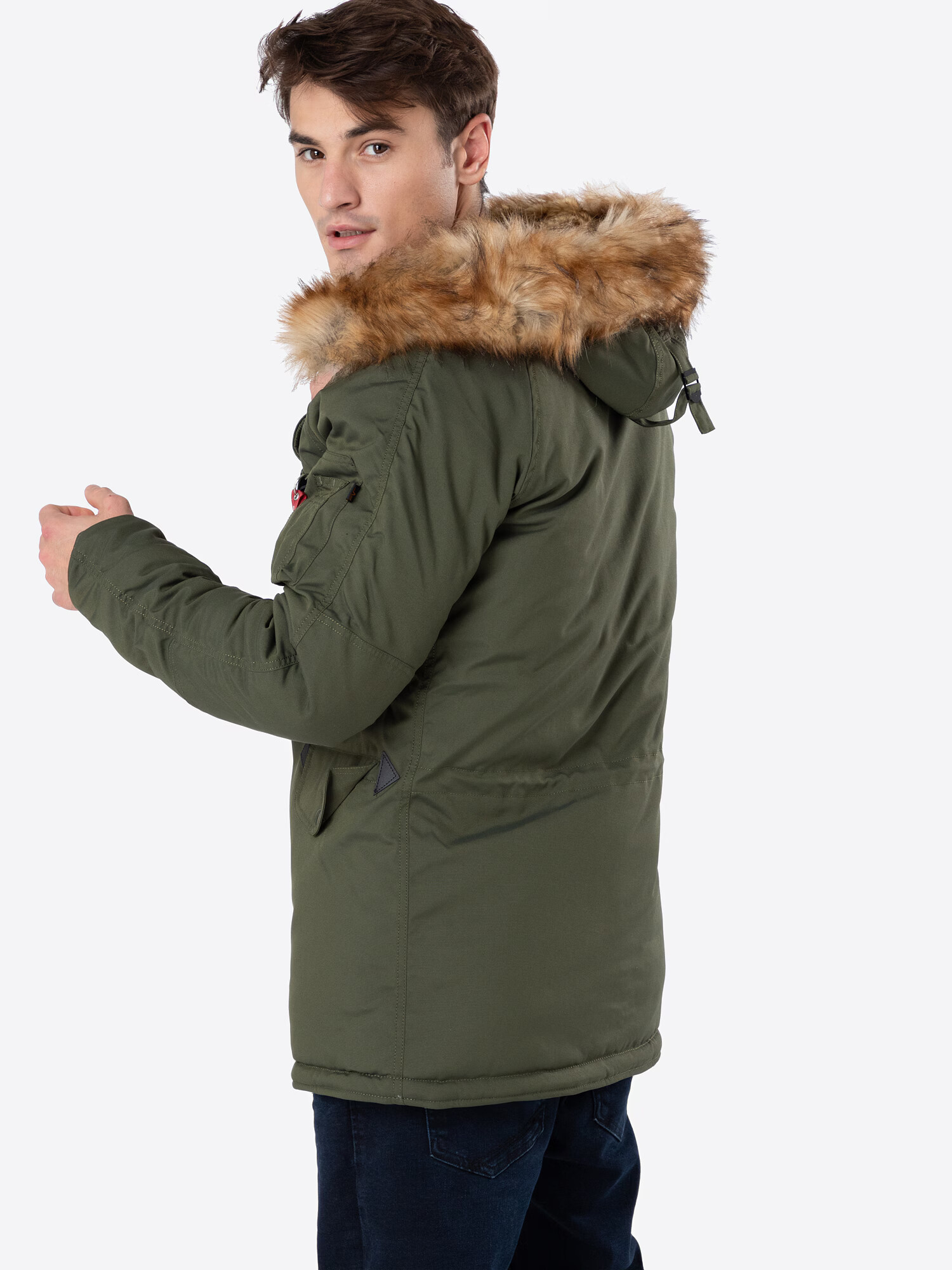 ALPHA INDUSTRIES Zimná parka 'Explorer' hnedá / olivová / červená / biela - Pepit.sk