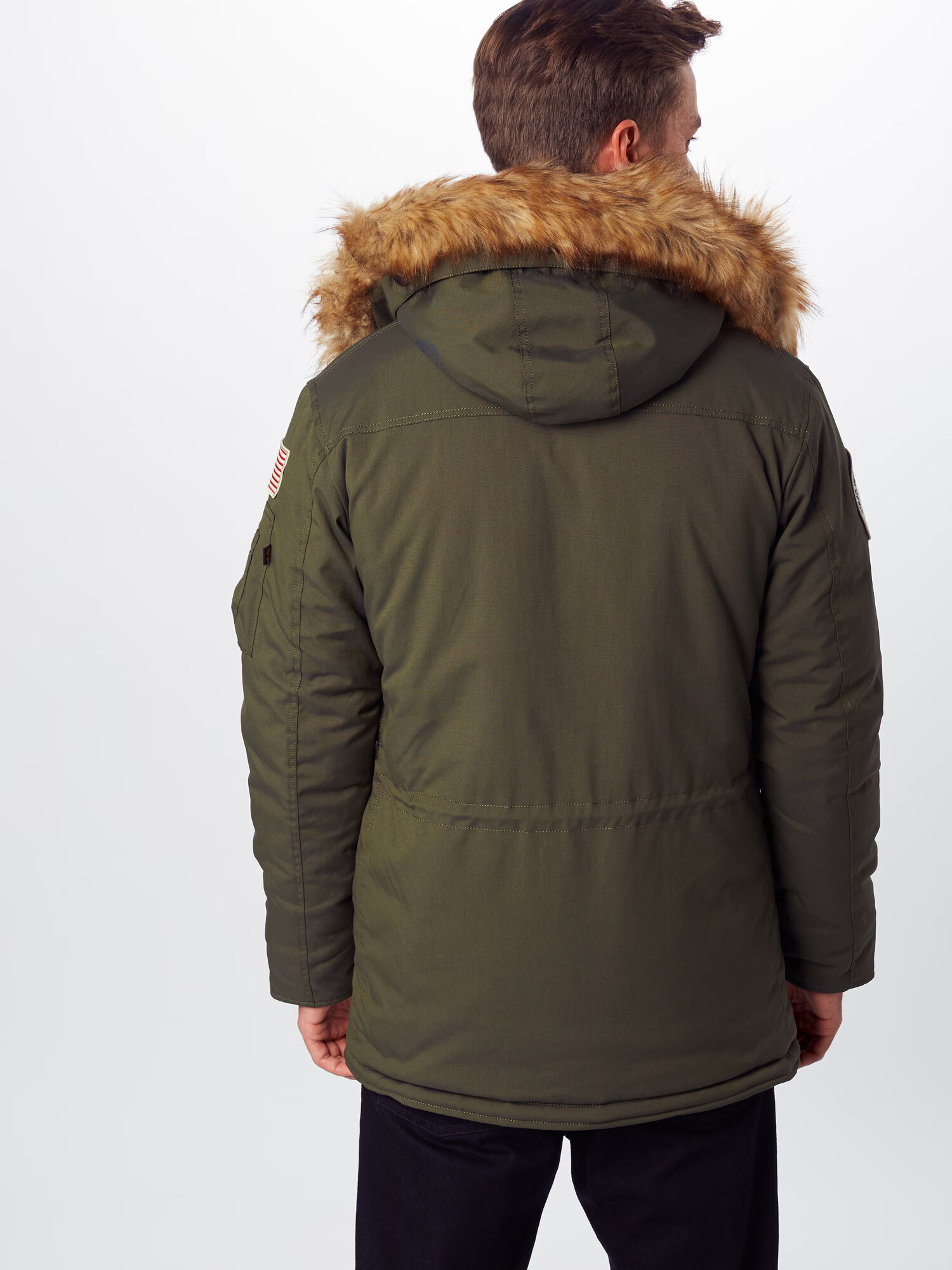 ALPHA INDUSTRIES Zimná parka 'Polar' žltohnedá / olivová / jasne červená / biela - Pepit.sk