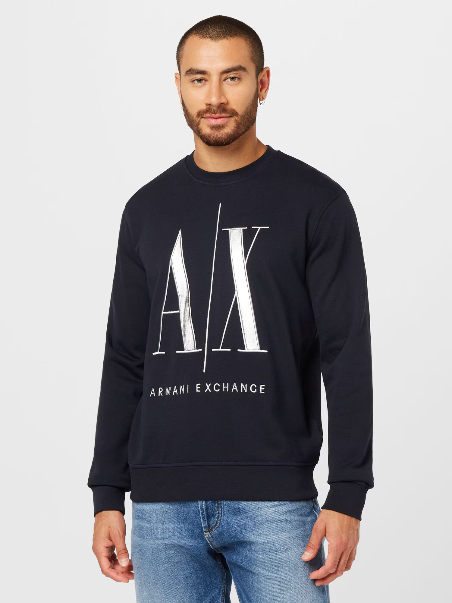 ARMANI EXCHANGE Mikina námornícka modrá / strieborná - Pepit.sk