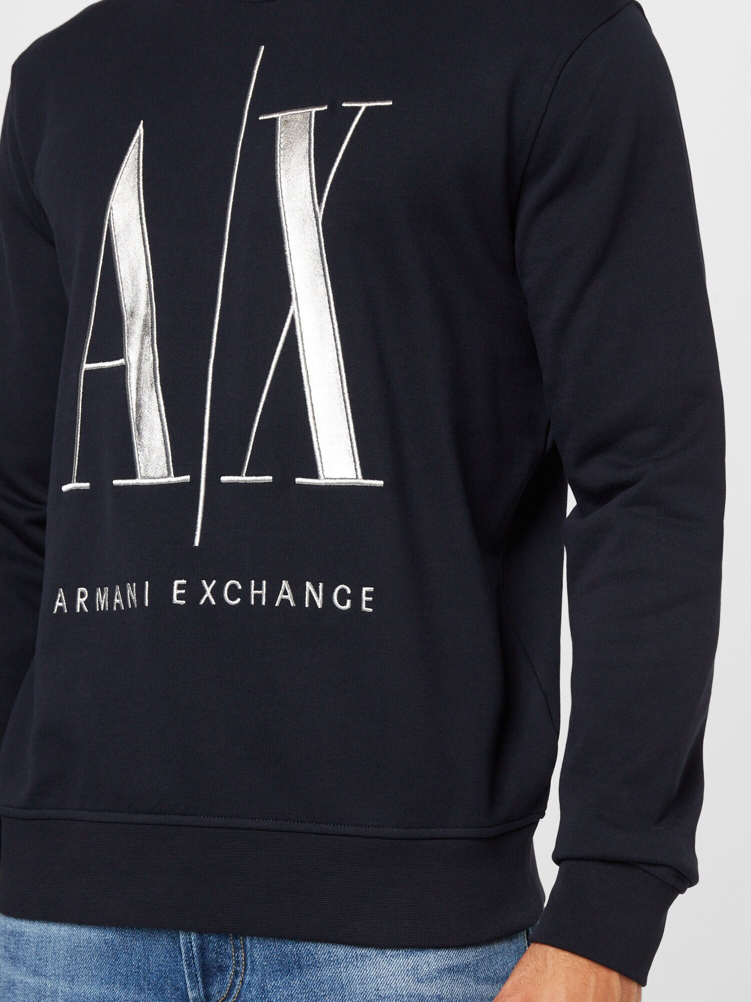 ARMANI EXCHANGE Mikina námornícka modrá / strieborná - Pepit.sk