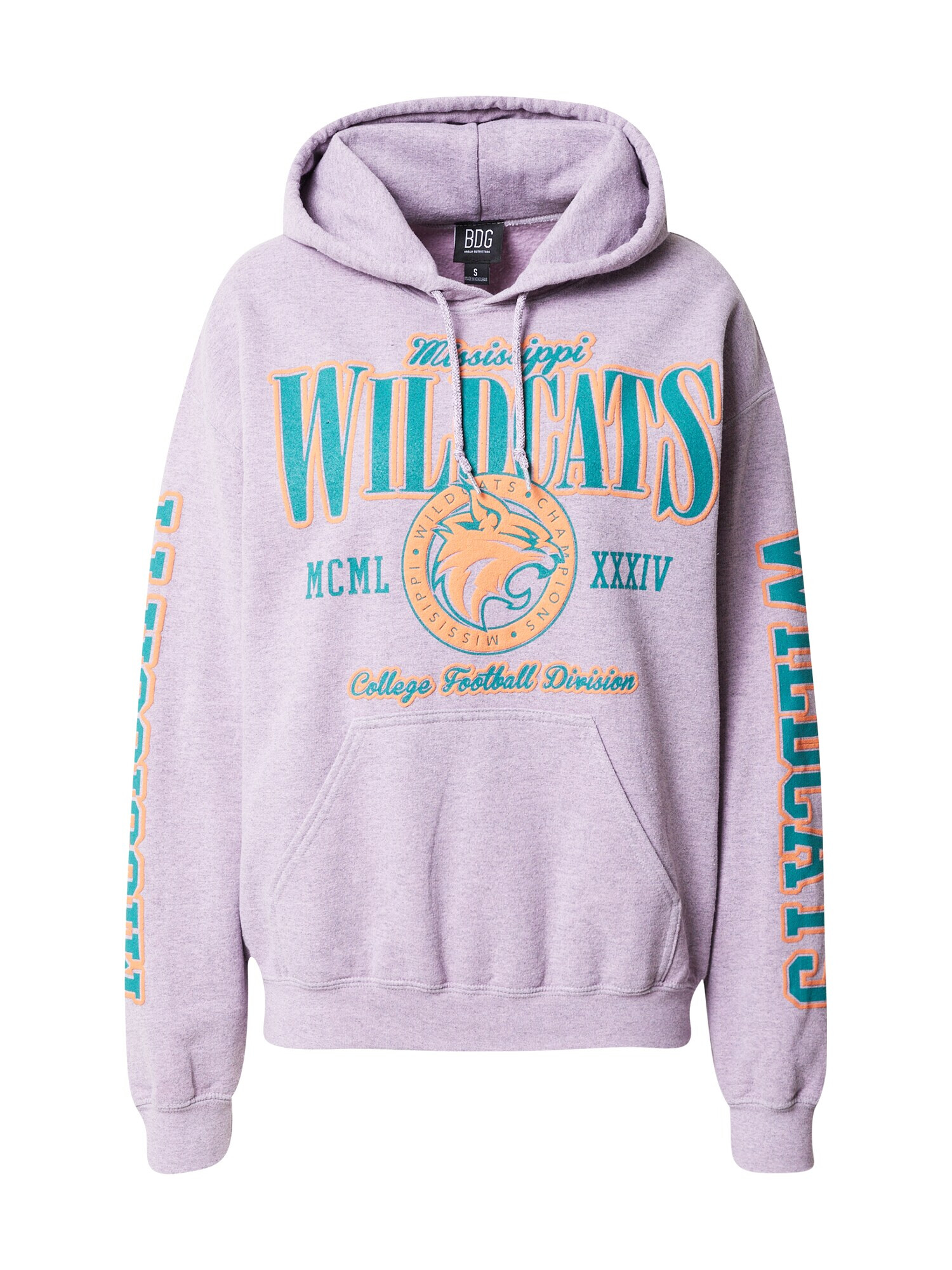 BDG Urban Outfitters Mikina 'WILDCATS' petrolejová / oranžová / s ružovými fľakmi - Pepit.sk