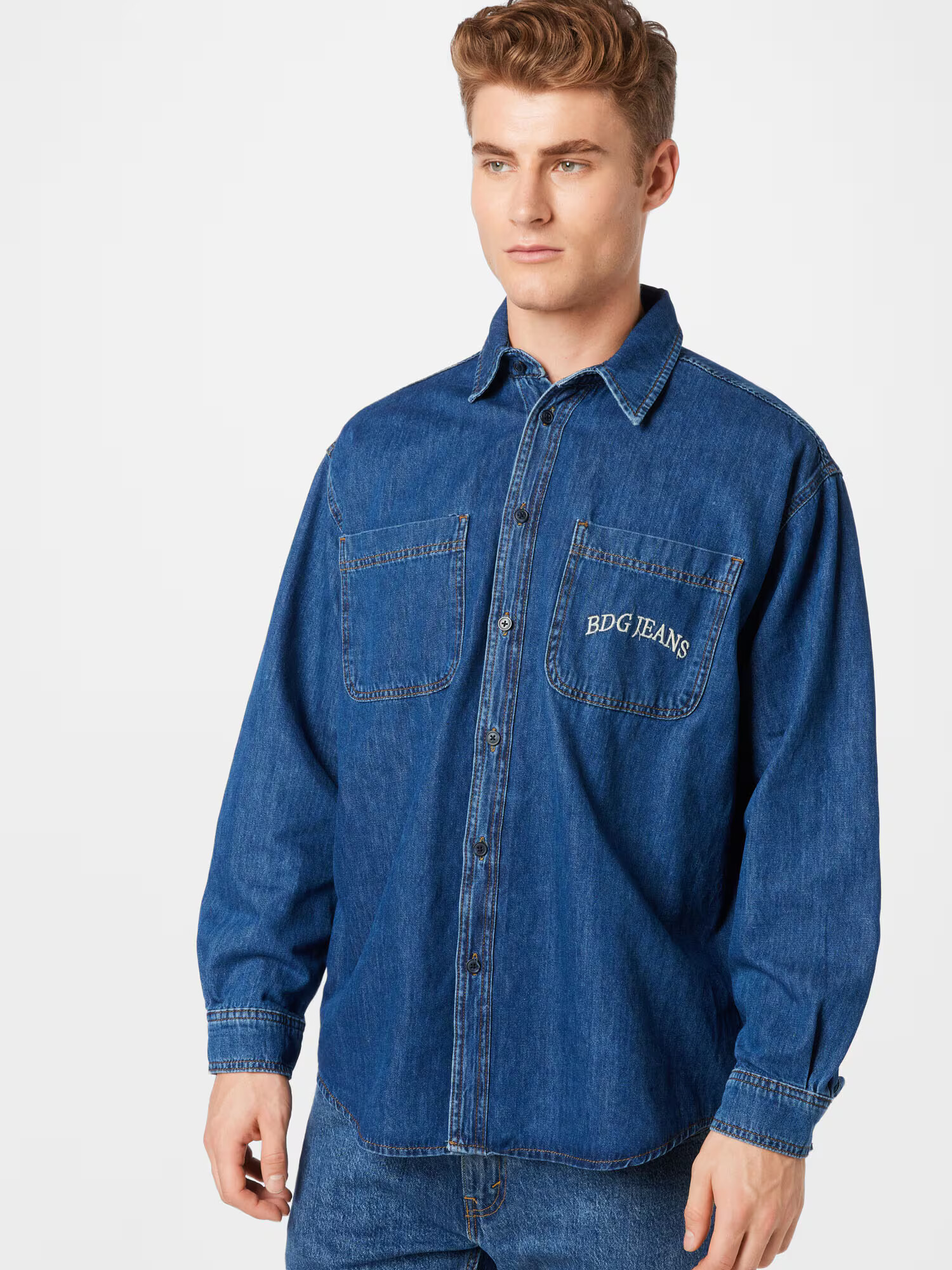 BDG Urban Outfitters Prechodná bunda modrá denim / červená / čierna / biela - Pepit.sk