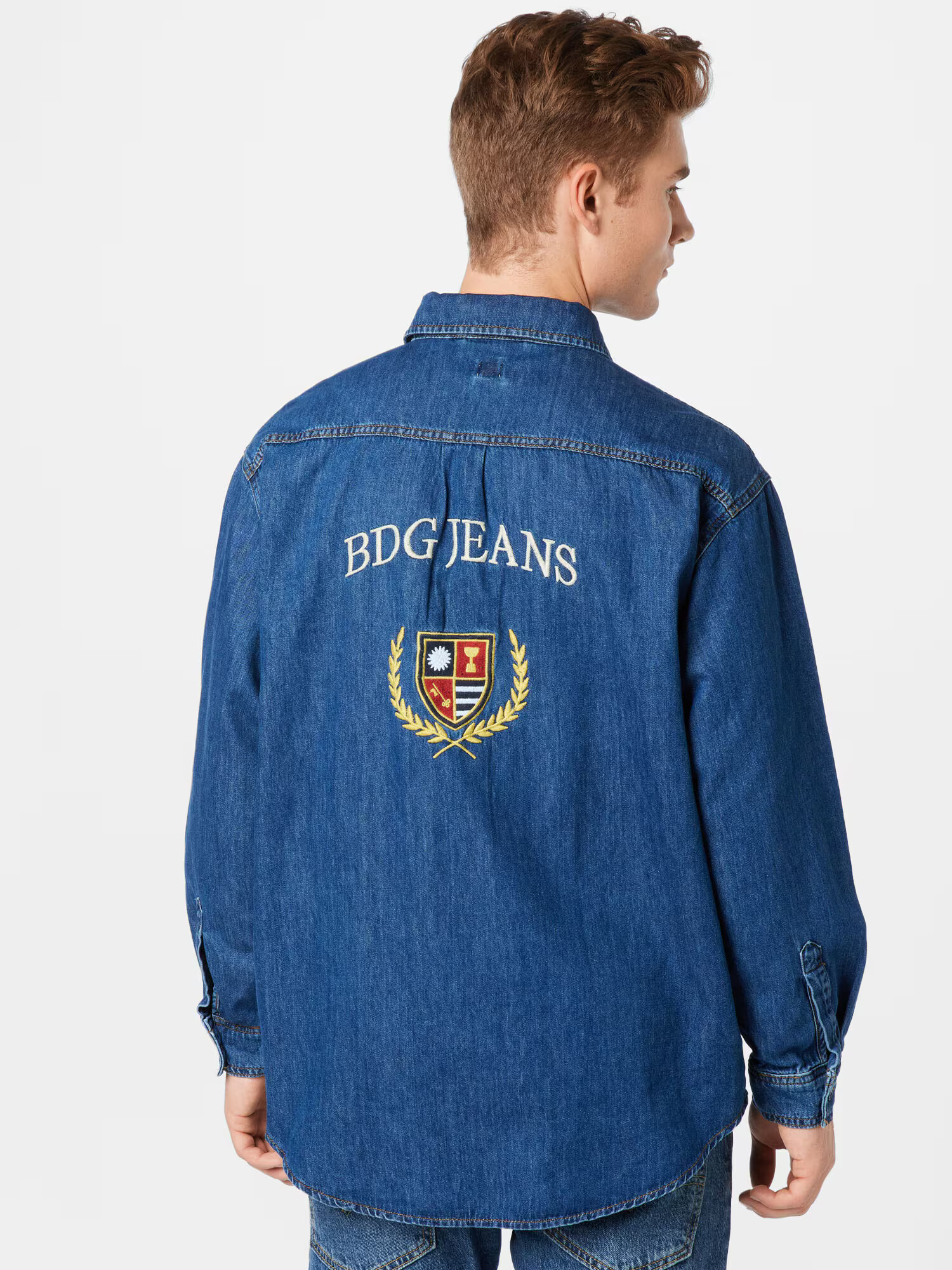 BDG Urban Outfitters Prechodná bunda modrá denim / červená / čierna / biela - Pepit.sk