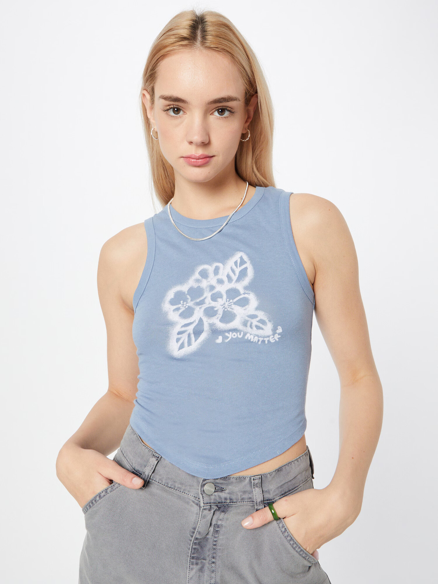 BDG Urban Outfitters Top 'YOU MATTER' dymovo modrá / biela - Pepit.sk