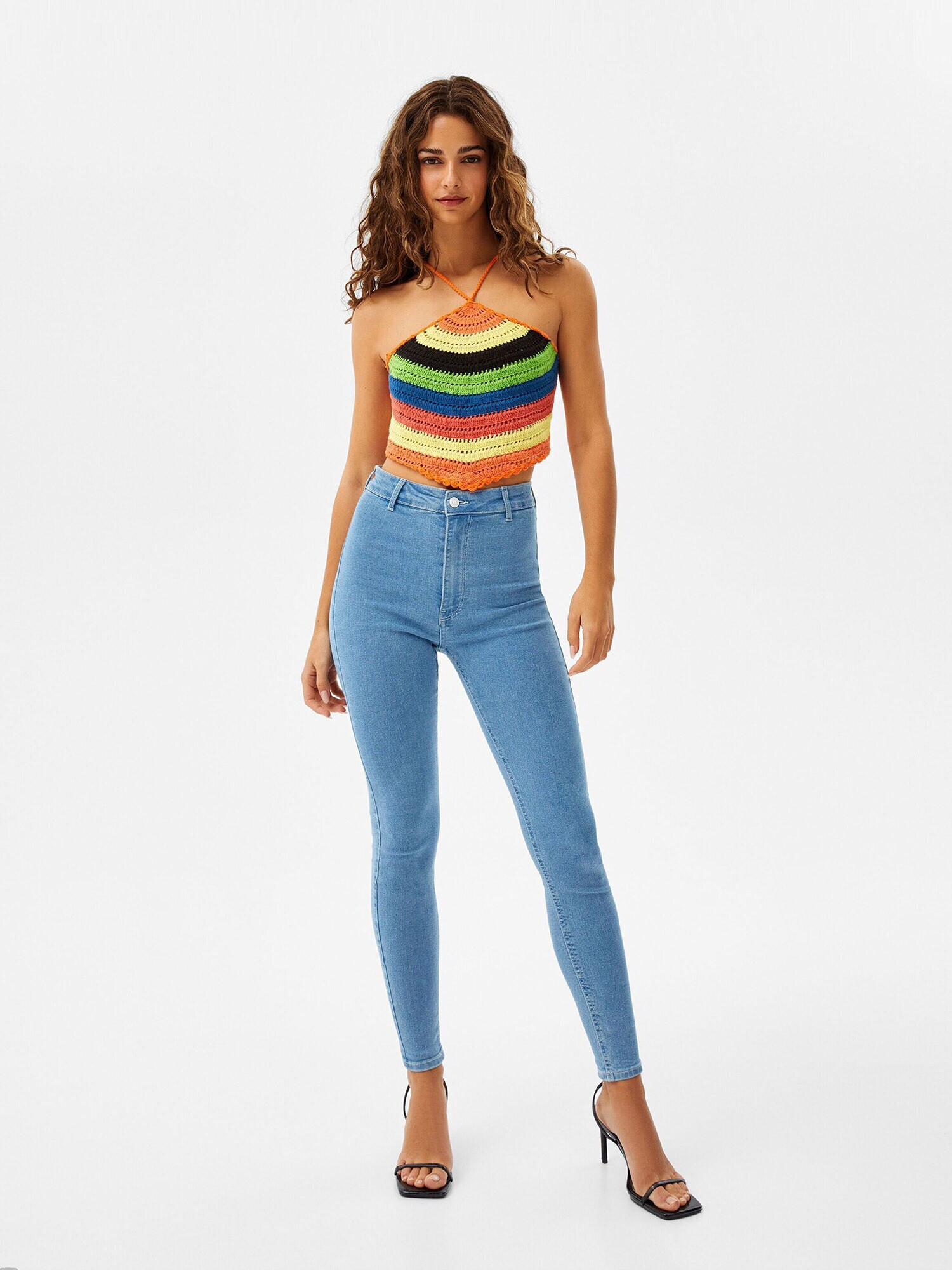 Bershka Jeggings modrá denim - Pepit.sk