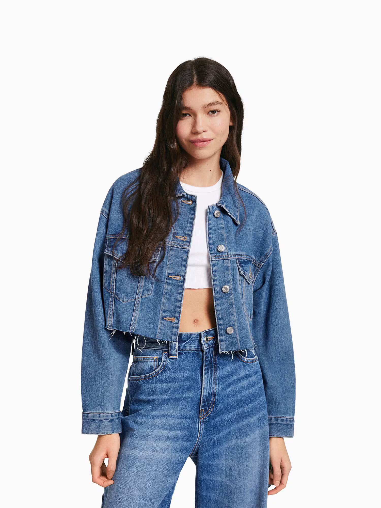 Bershka Prechodná bunda modrá denim - Pepit.sk