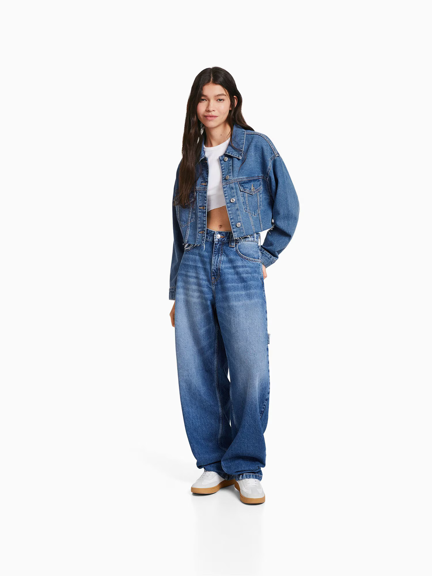 Bershka Prechodná bunda modrá denim - Pepit.sk