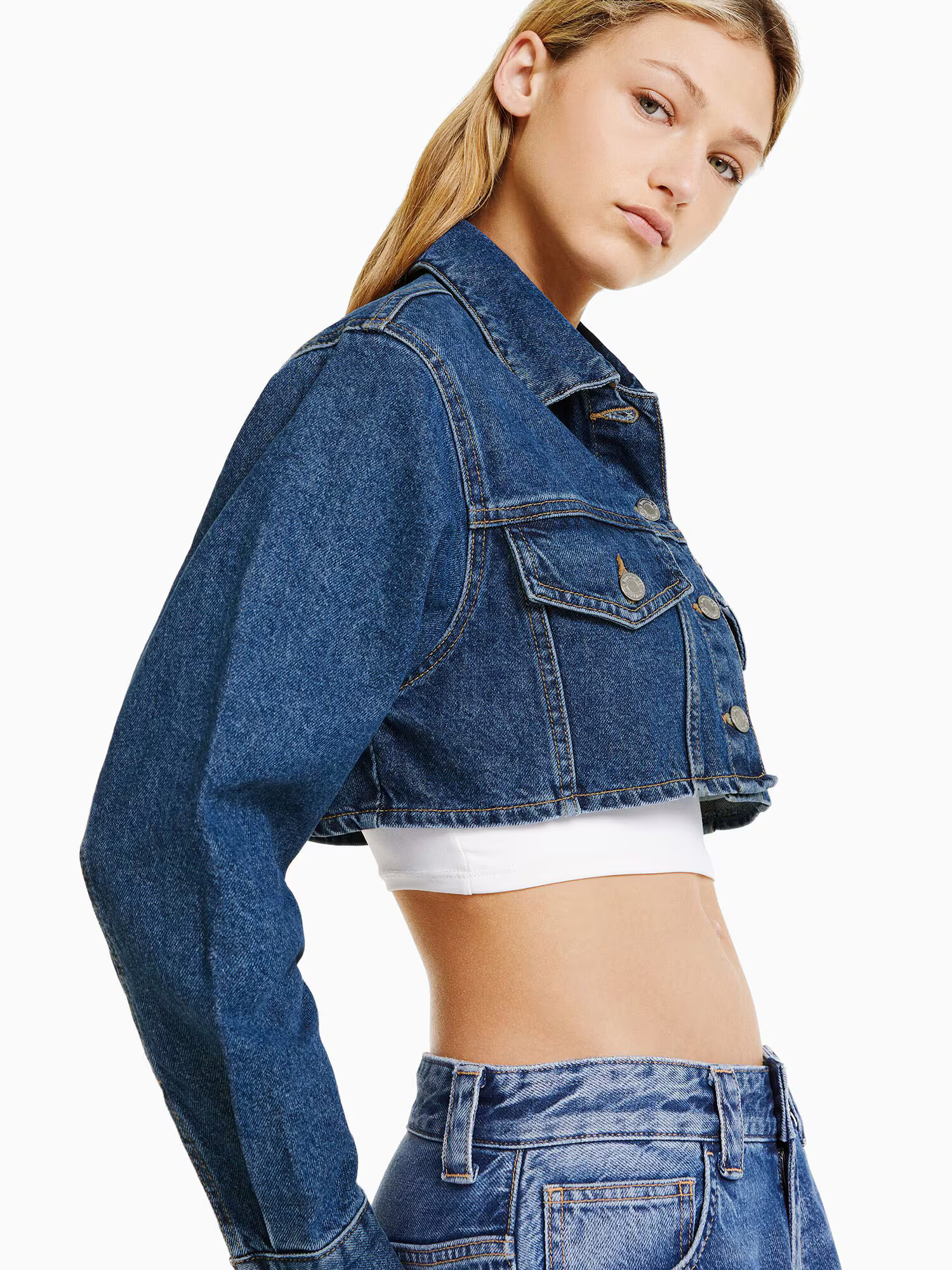 Bershka Prechodná bunda modrá denim - Pepit.sk