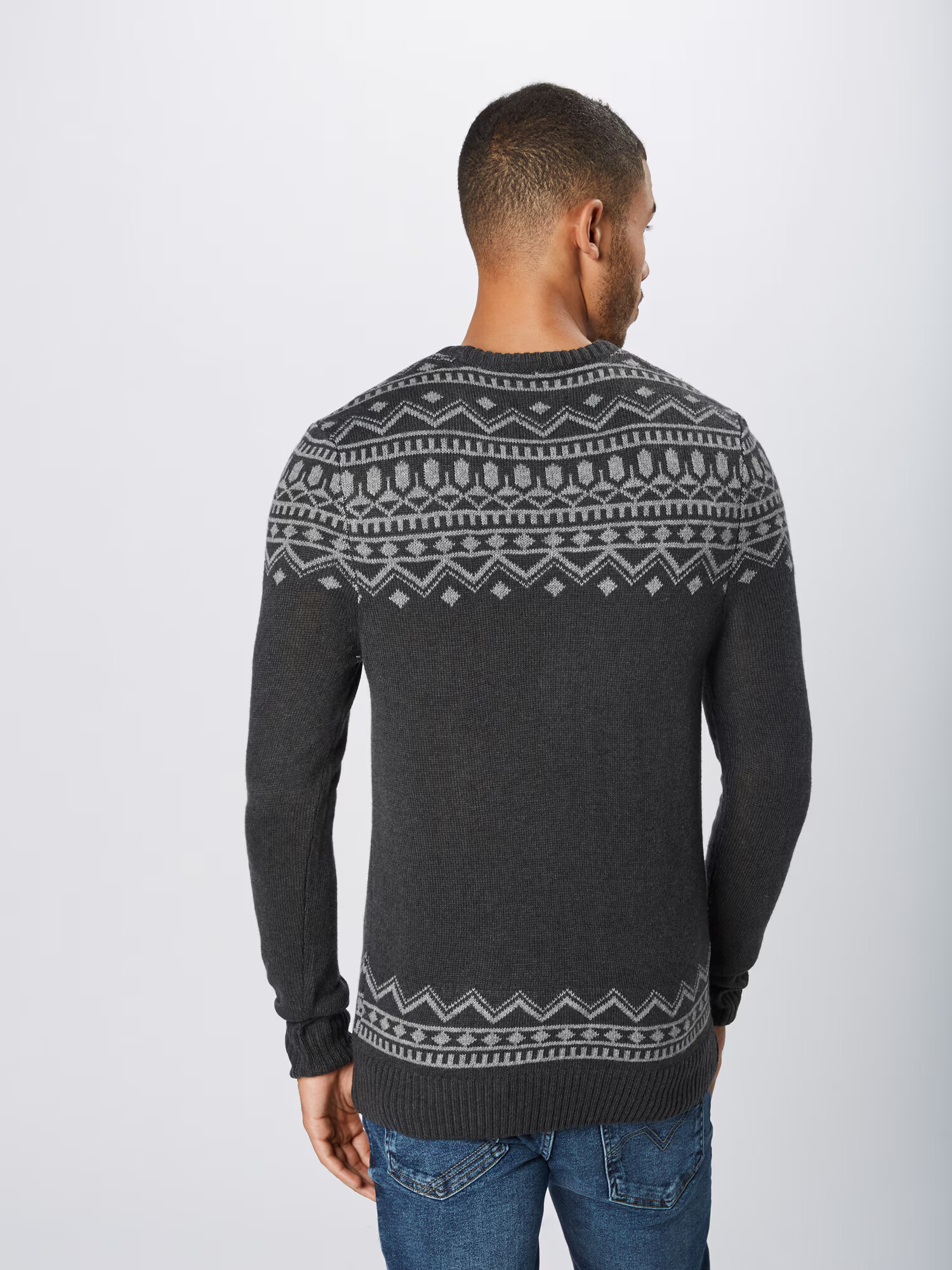 BLEND Sveter 'Knit Pullover' antracitová / sivá melírovaná - Pepit.sk