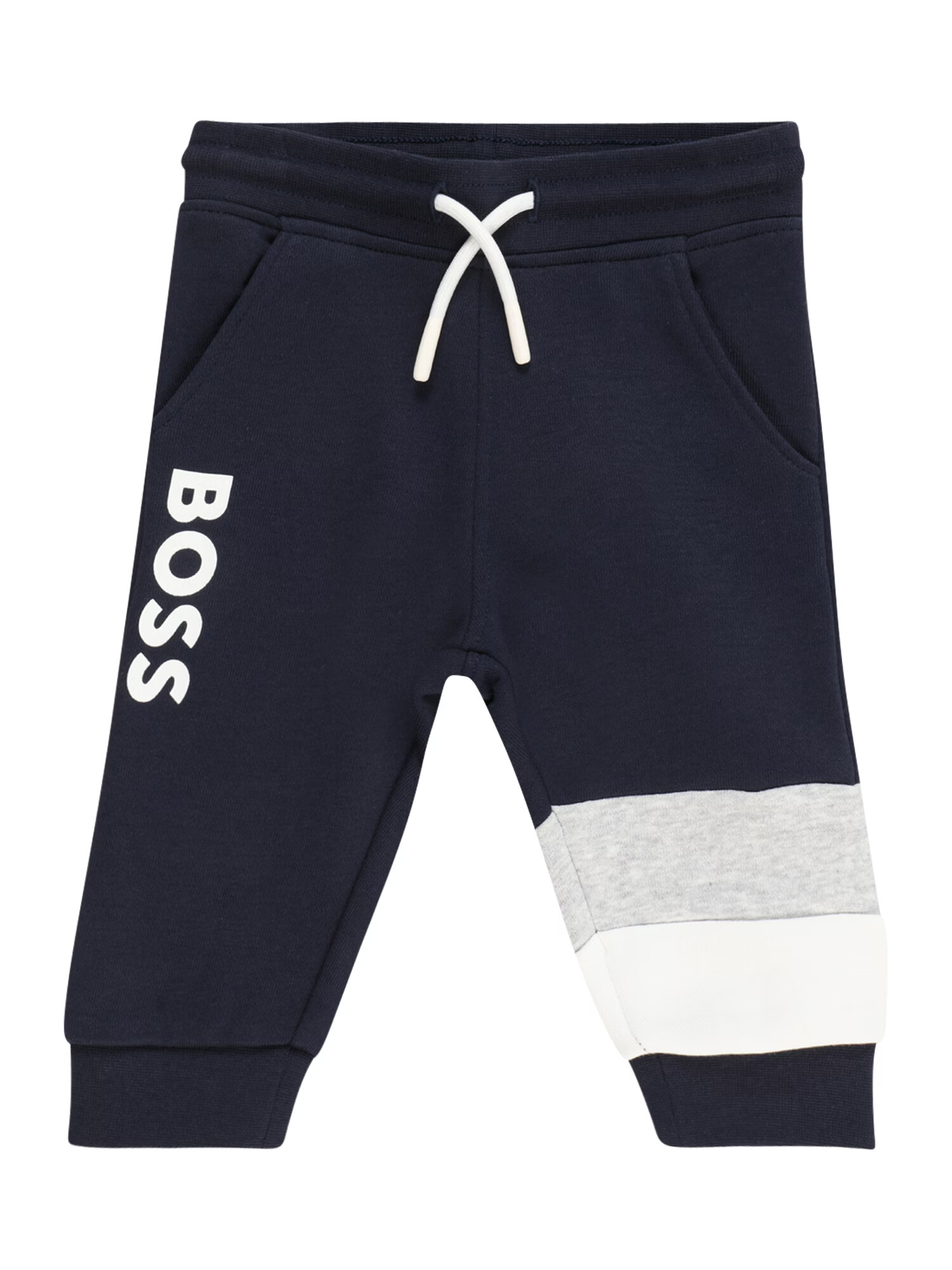 BOSS Kidswear Nohavice námornícka modrá / sivá melírovaná / šedobiela - Pepit.sk