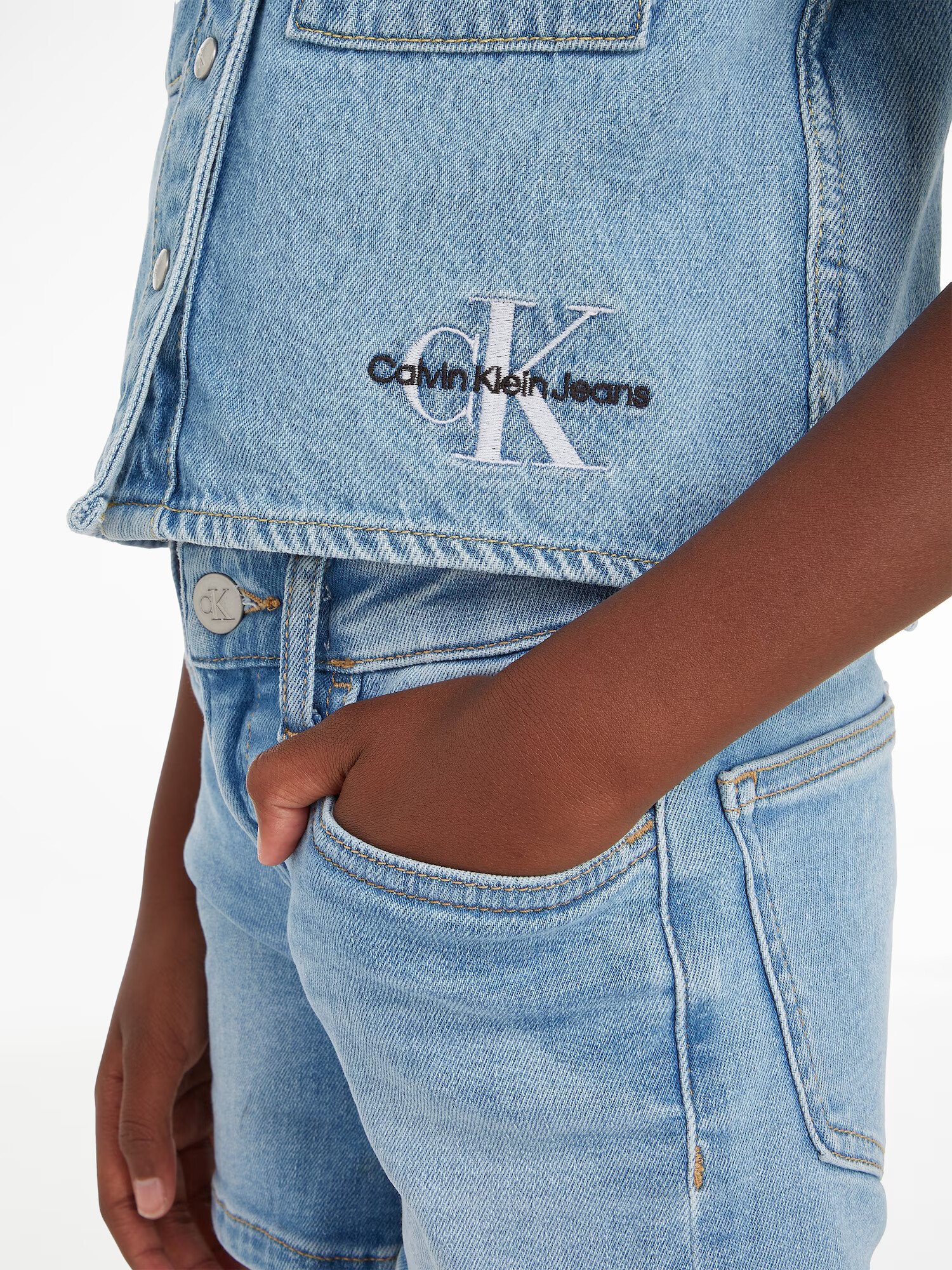 Calvin Klein Blúzka modrá denim / čierna / biela - Pepit.sk