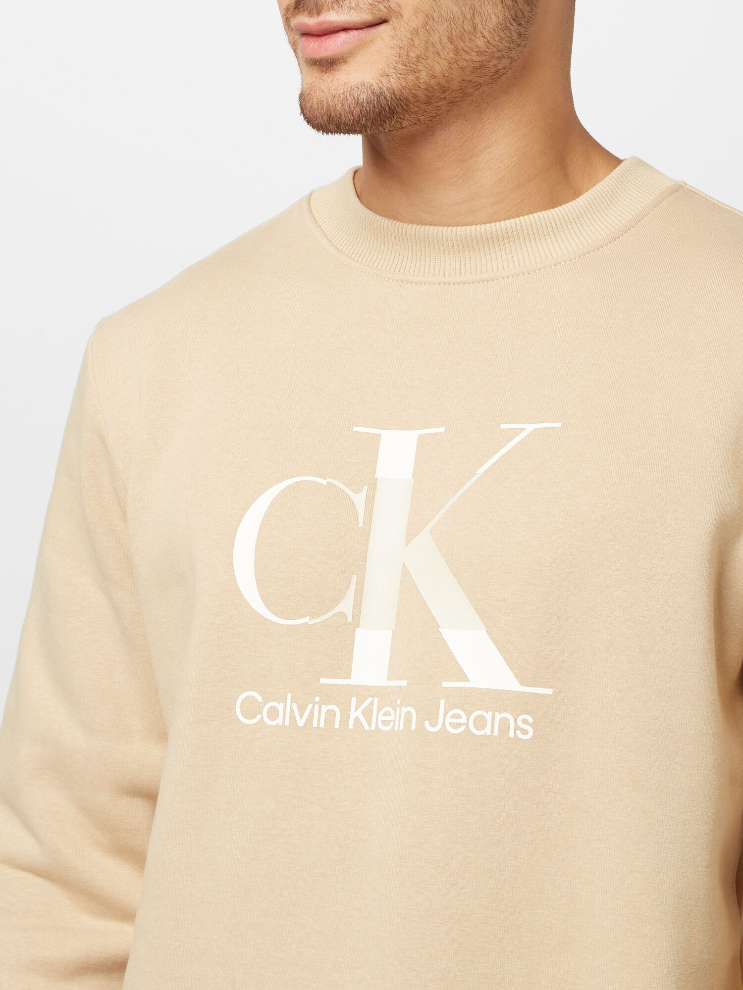 Calvin Klein Jeans Mikina béžová / biela - Pepit.sk