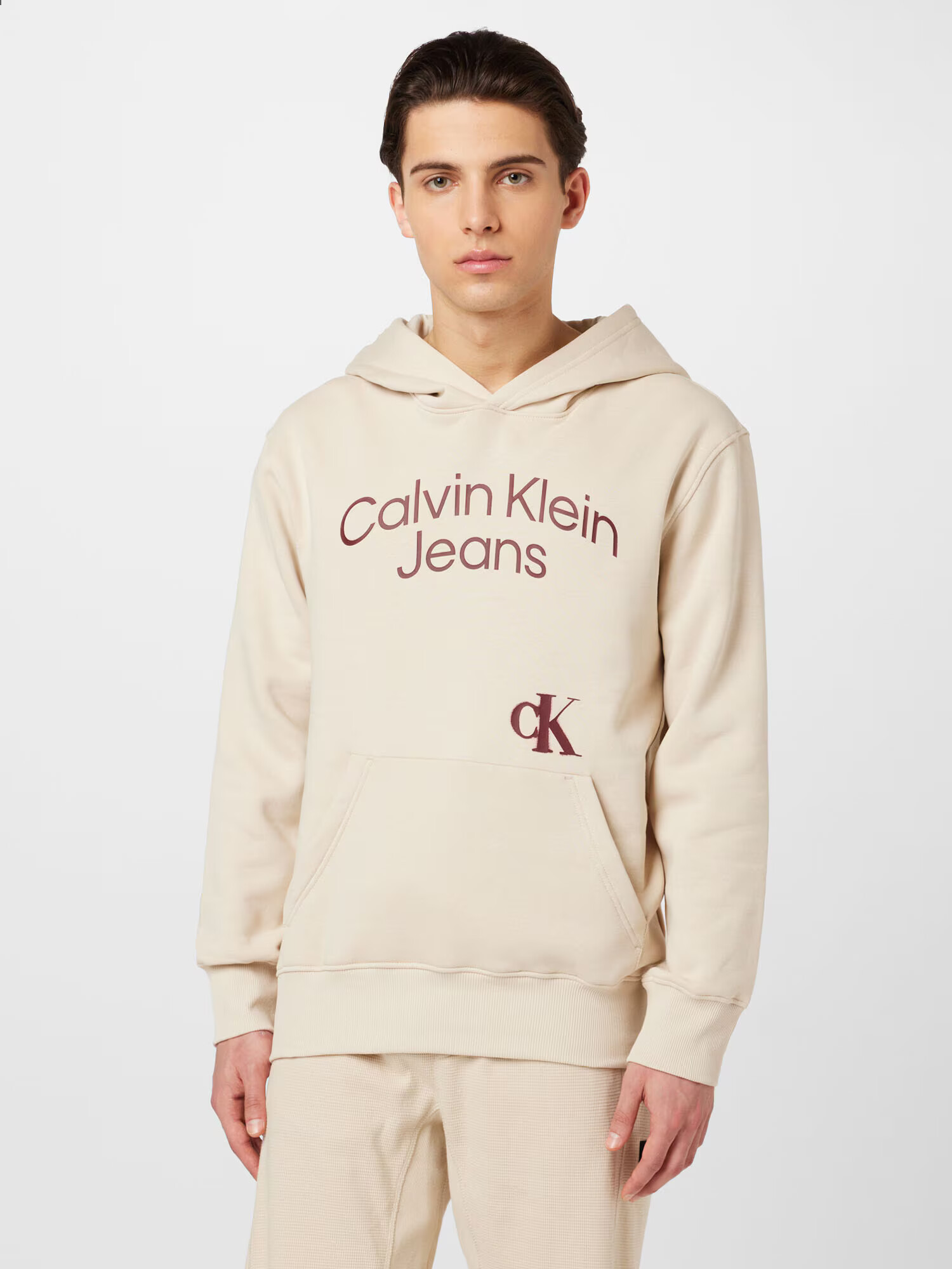 Calvin Klein Jeans Mikina béžová / vínovo červená - Pepit.sk