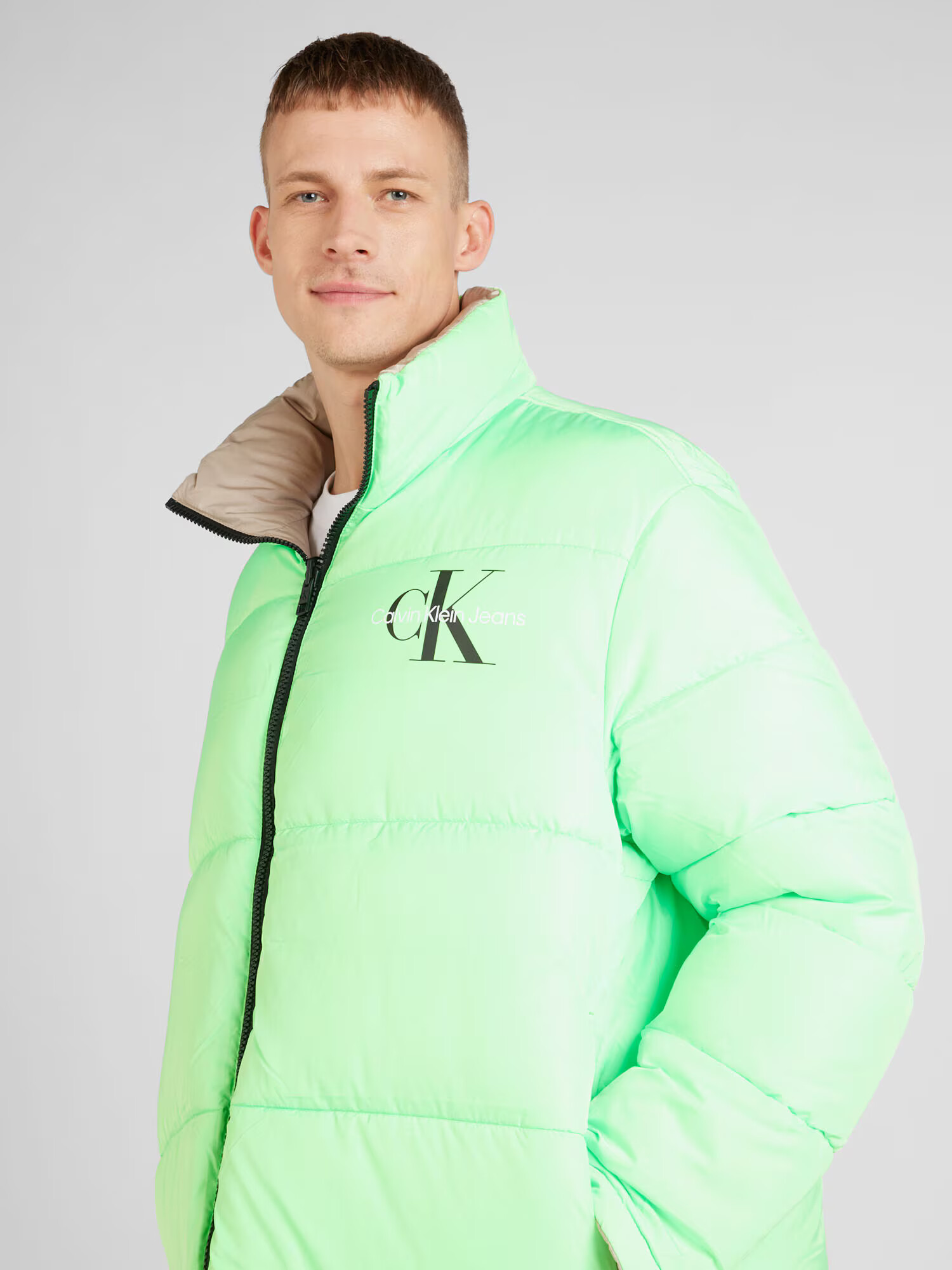 Calvin Klein Jeans Prechodná bunda béžová / limetová / čierna / biela - Pepit.sk