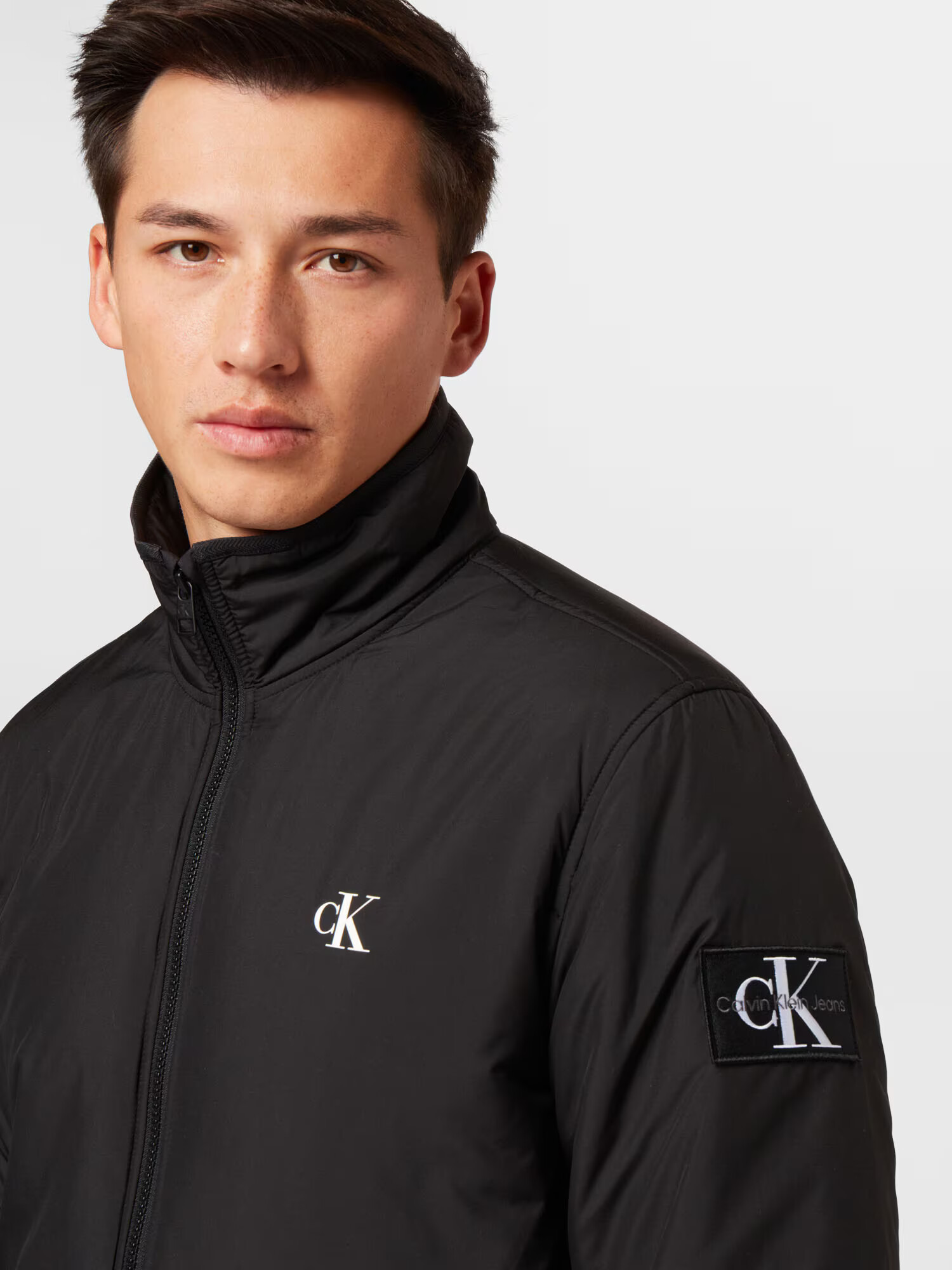 Calvin Klein Jeans Prechodná bunda 'Harrington' čierna / biela - Pepit.sk