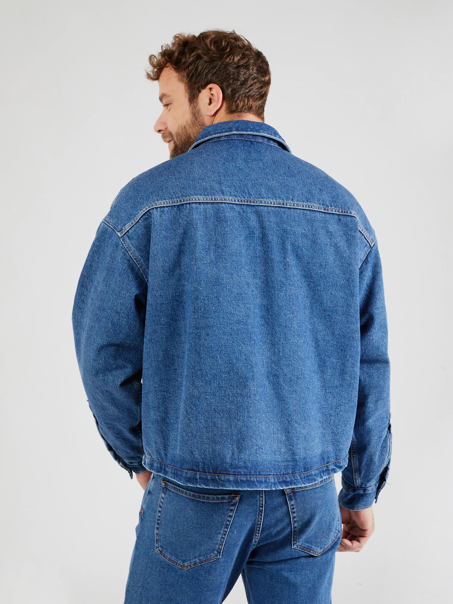 Calvin Klein Jeans Prechodná bunda 'Boxy' modrá denim / biela - Pepit.sk