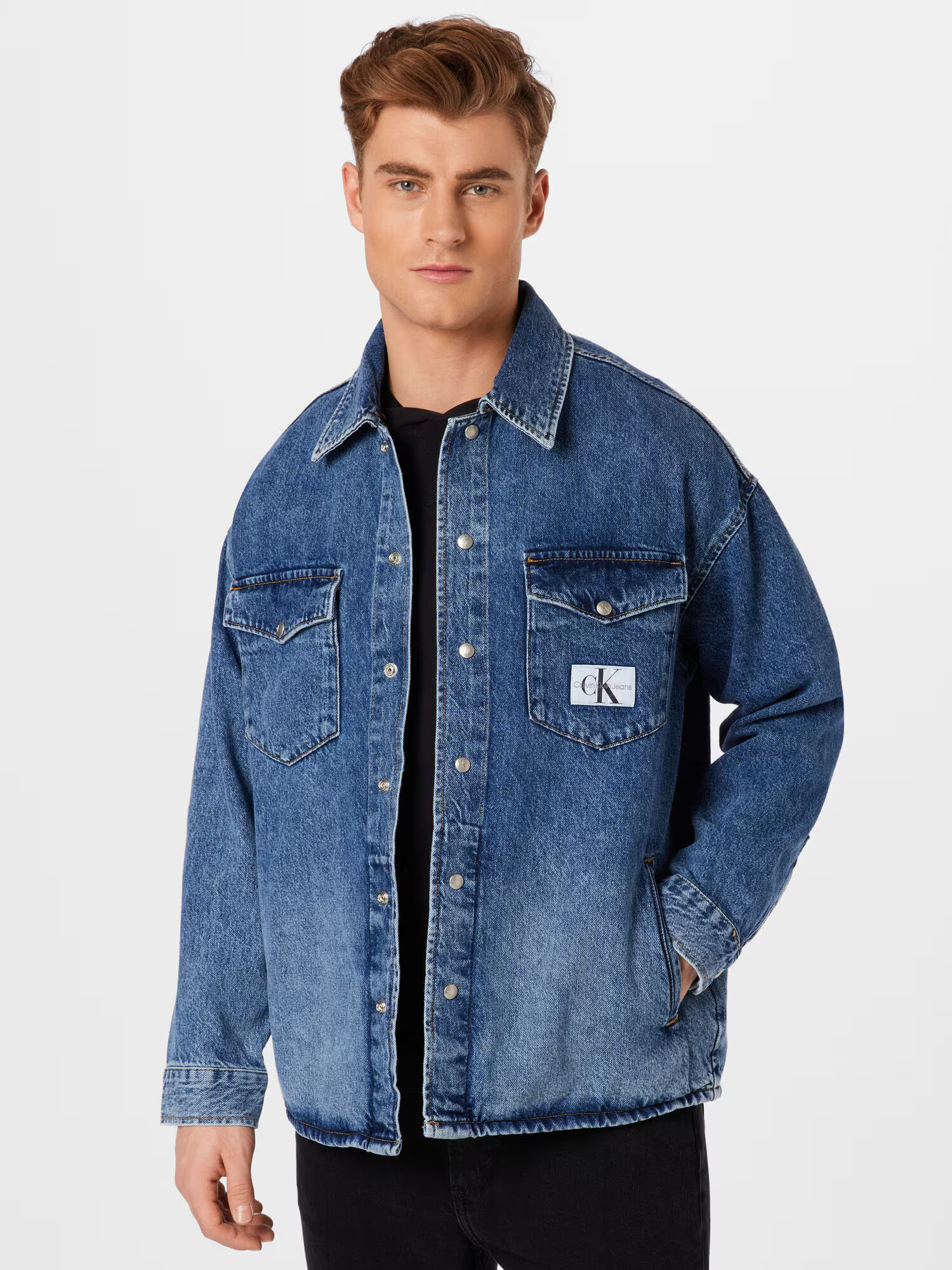 Calvin Klein Jeans Prechodná bunda modrá denim / sivá - Pepit.sk