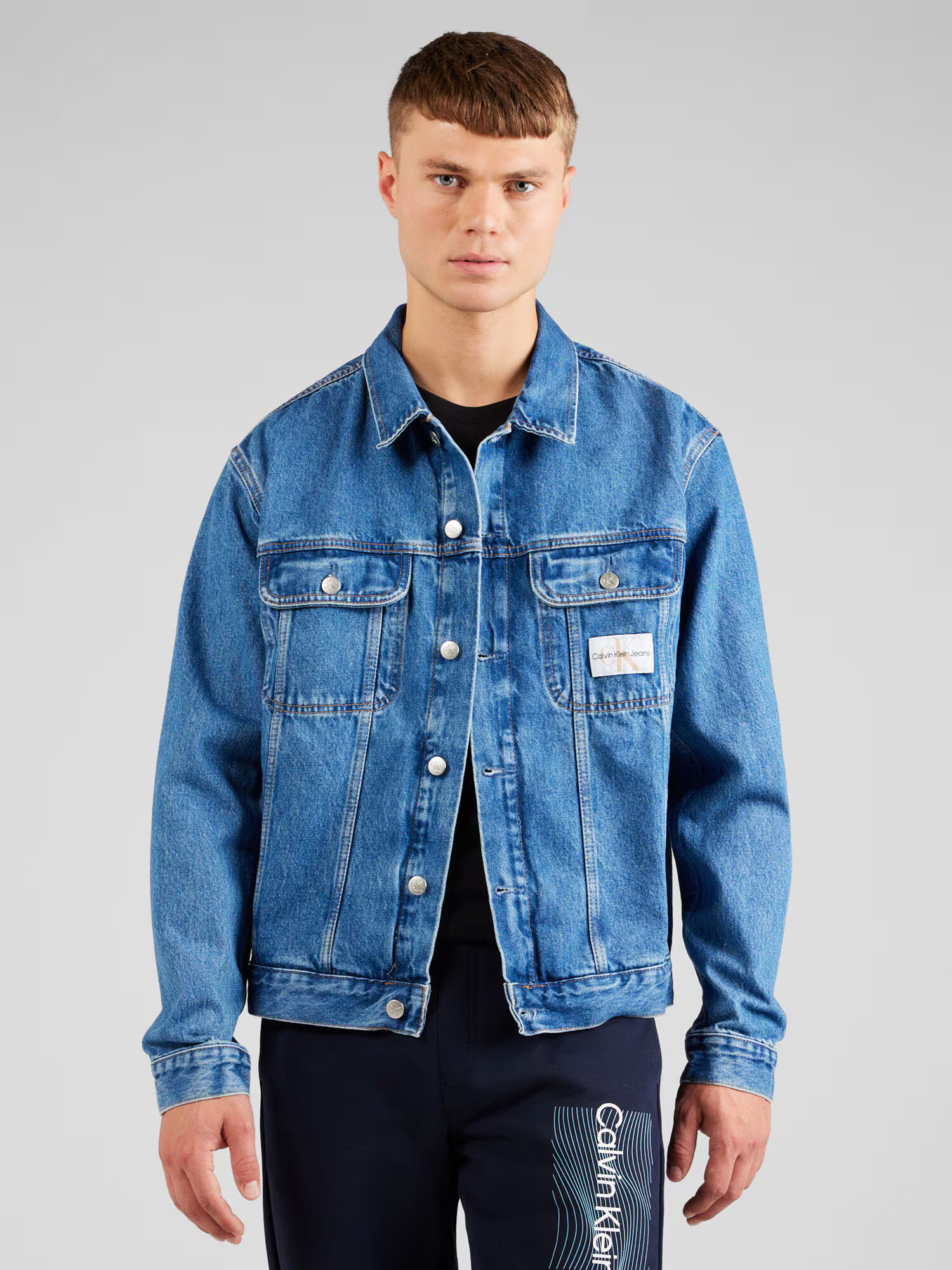 Calvin Klein Jeans Prechodná bunda 'Regular90's' modrá denim - Pepit.sk