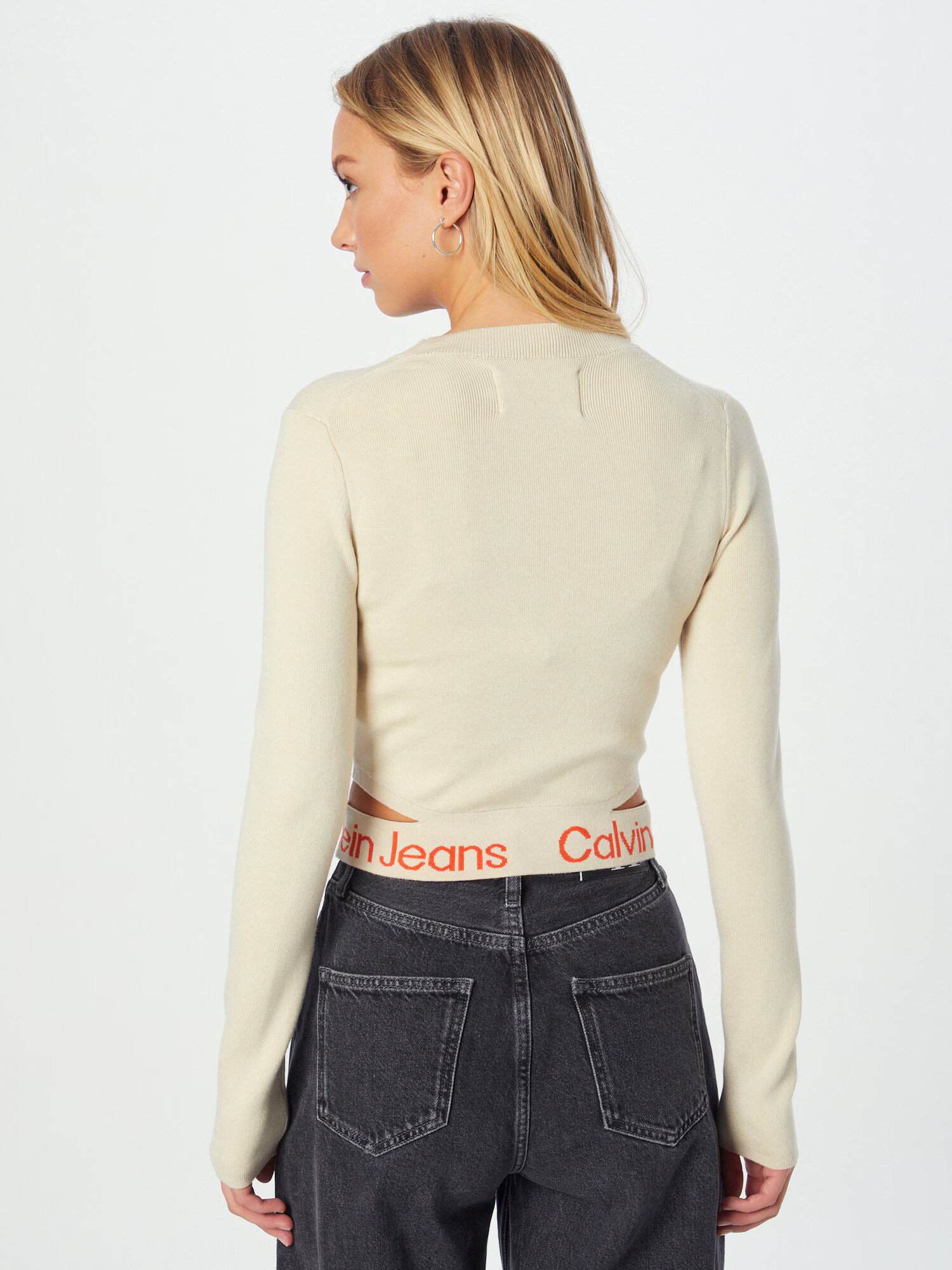 Calvin Klein Jeans Sveter 'Intarsia' svetlobéžová / oranžová - Pepit.sk