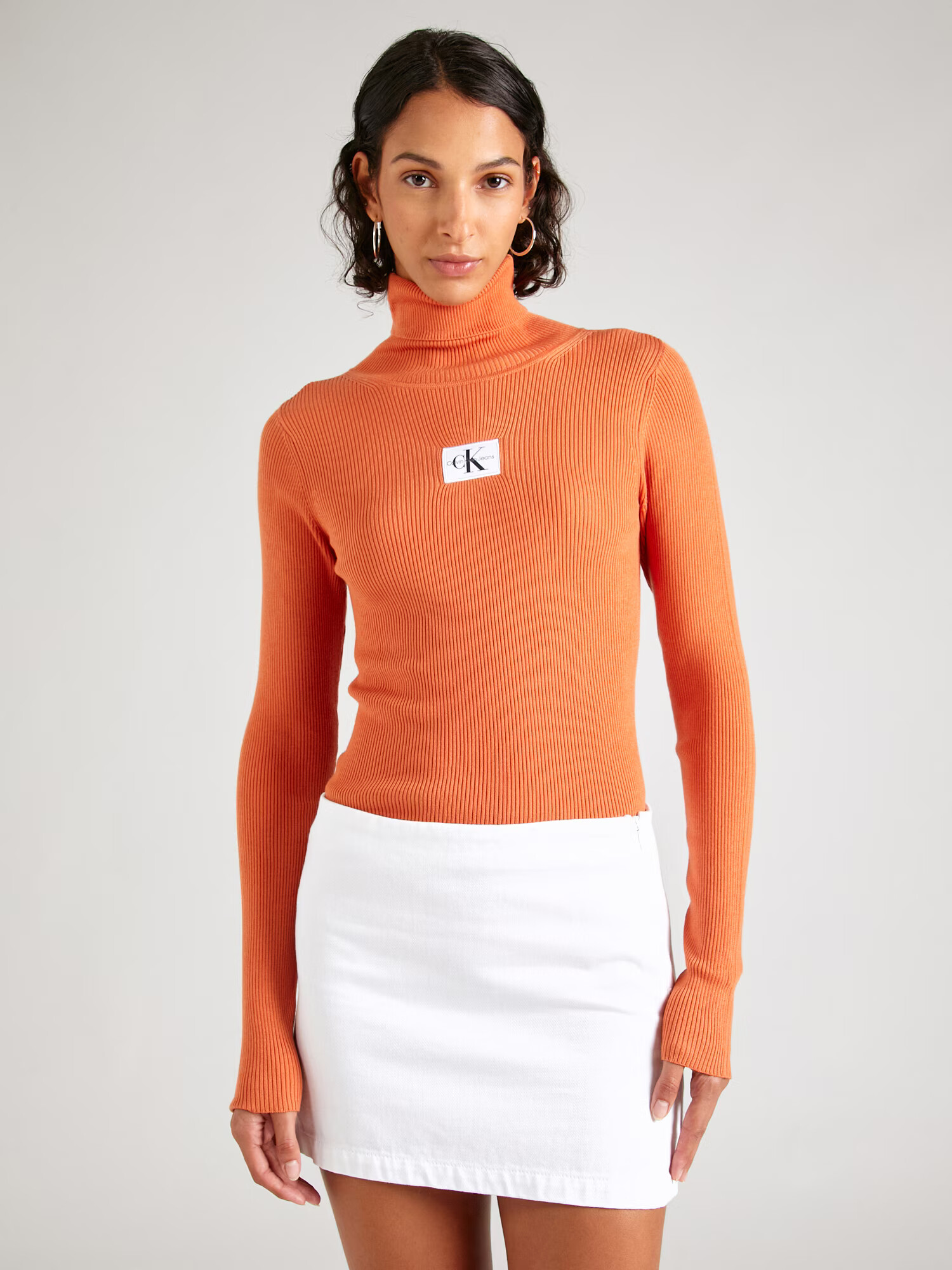 Calvin Klein Jeans Sveter oranžová / čierna / biela - Pepit.sk