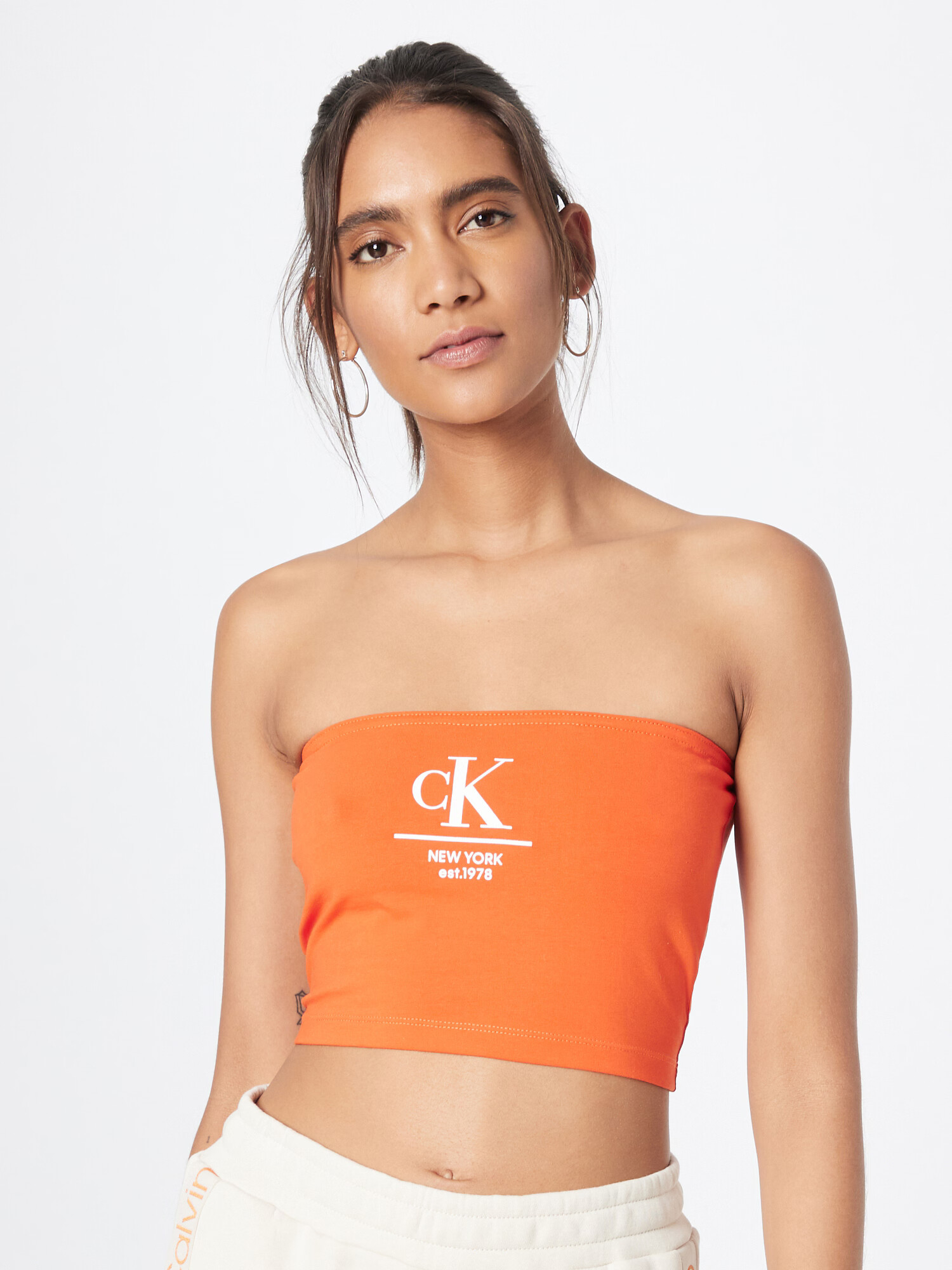 Calvin Klein Jeans Top oranžová / biela - Pepit.sk