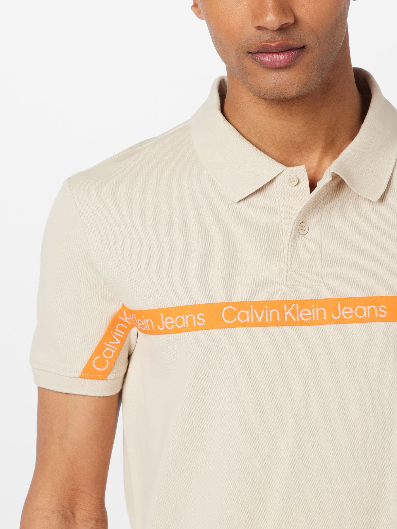 Calvin Klein Jeans Tričko béžová / oranžová / biela - Pepit.sk