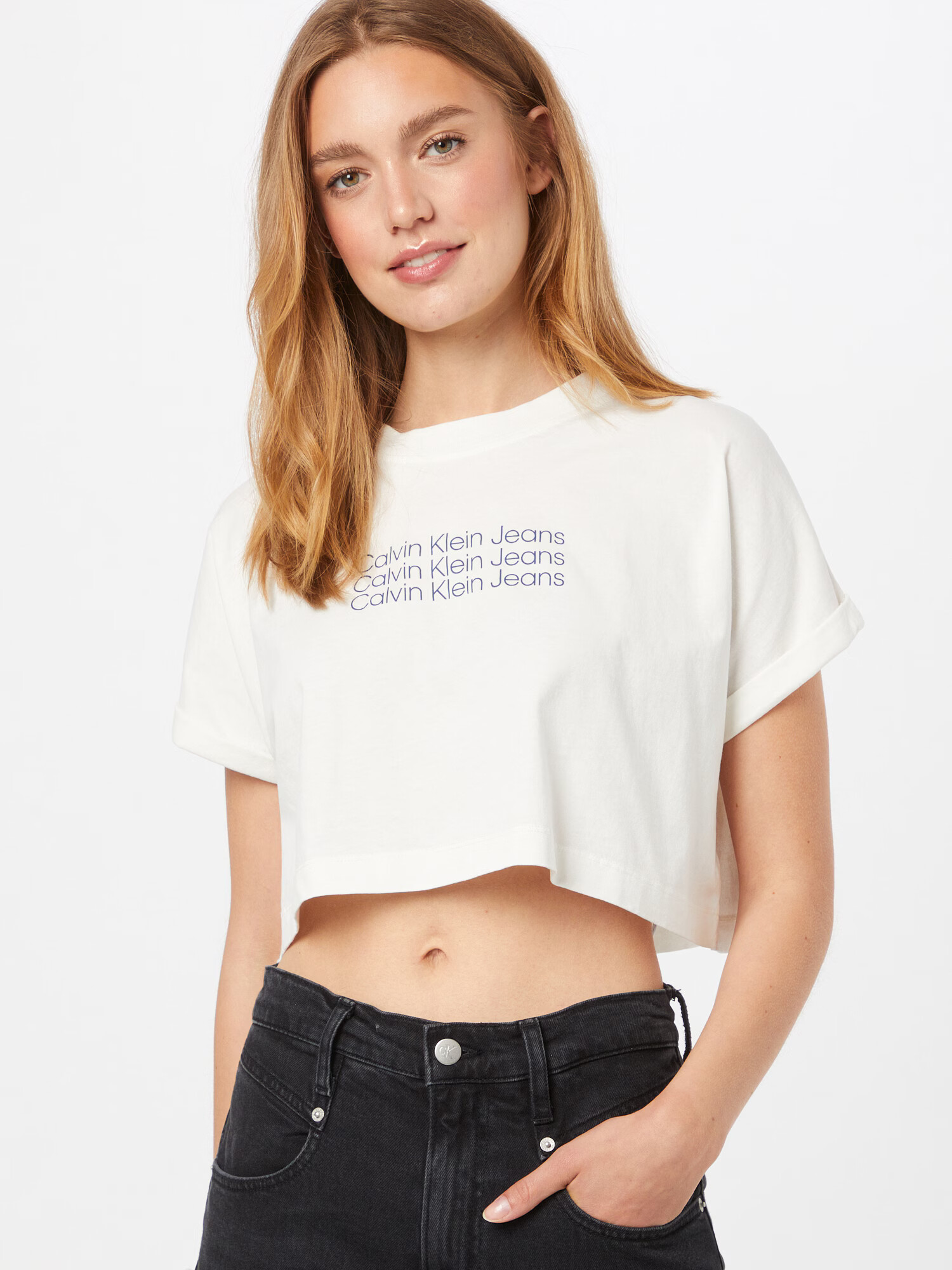 Calvin Klein Jeans Tričko námornícka modrá / biela - Pepit.sk