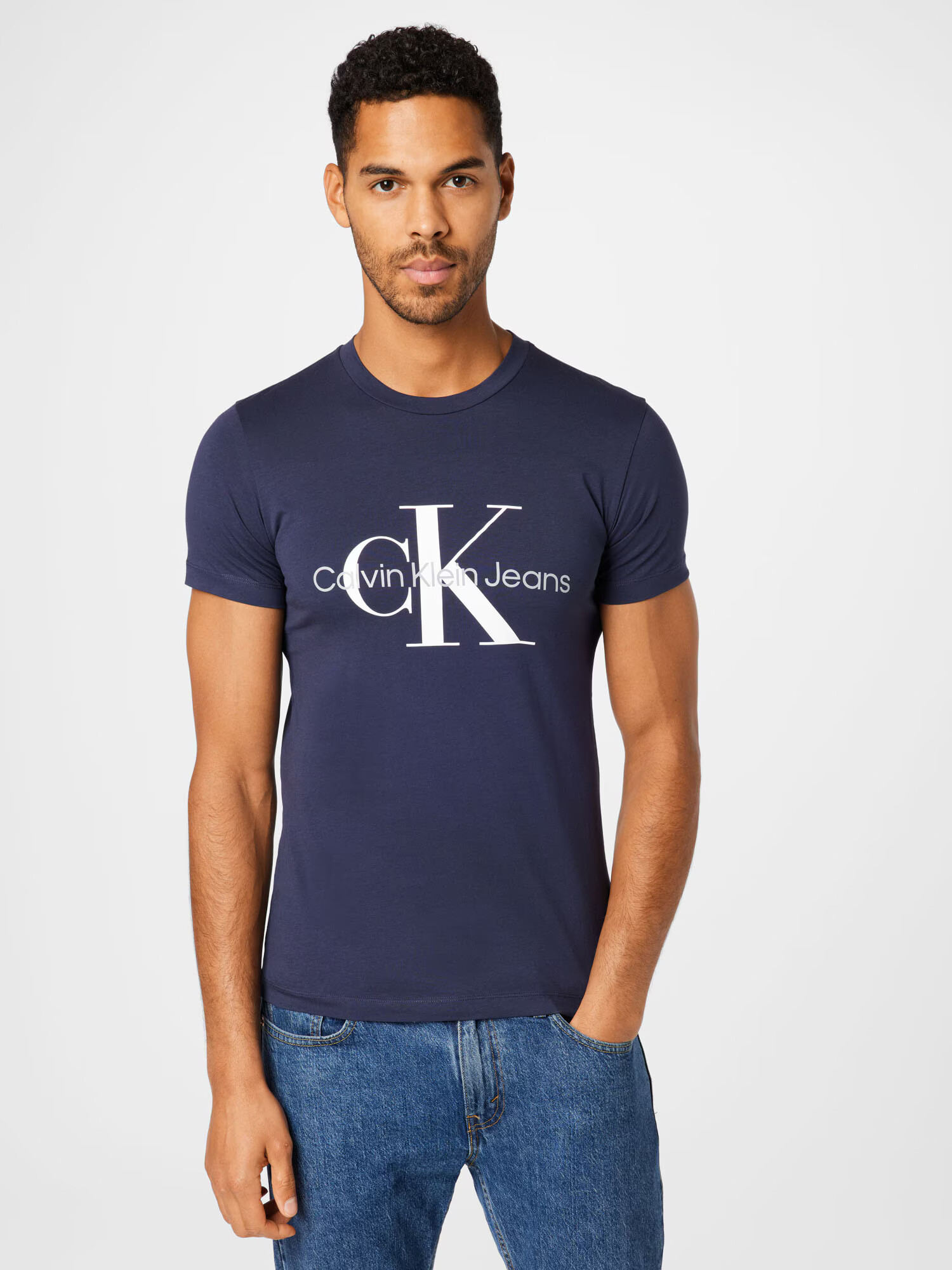 Calvin Klein Jeans Tričko námornícka modrá / sivá / biela - Pepit.sk