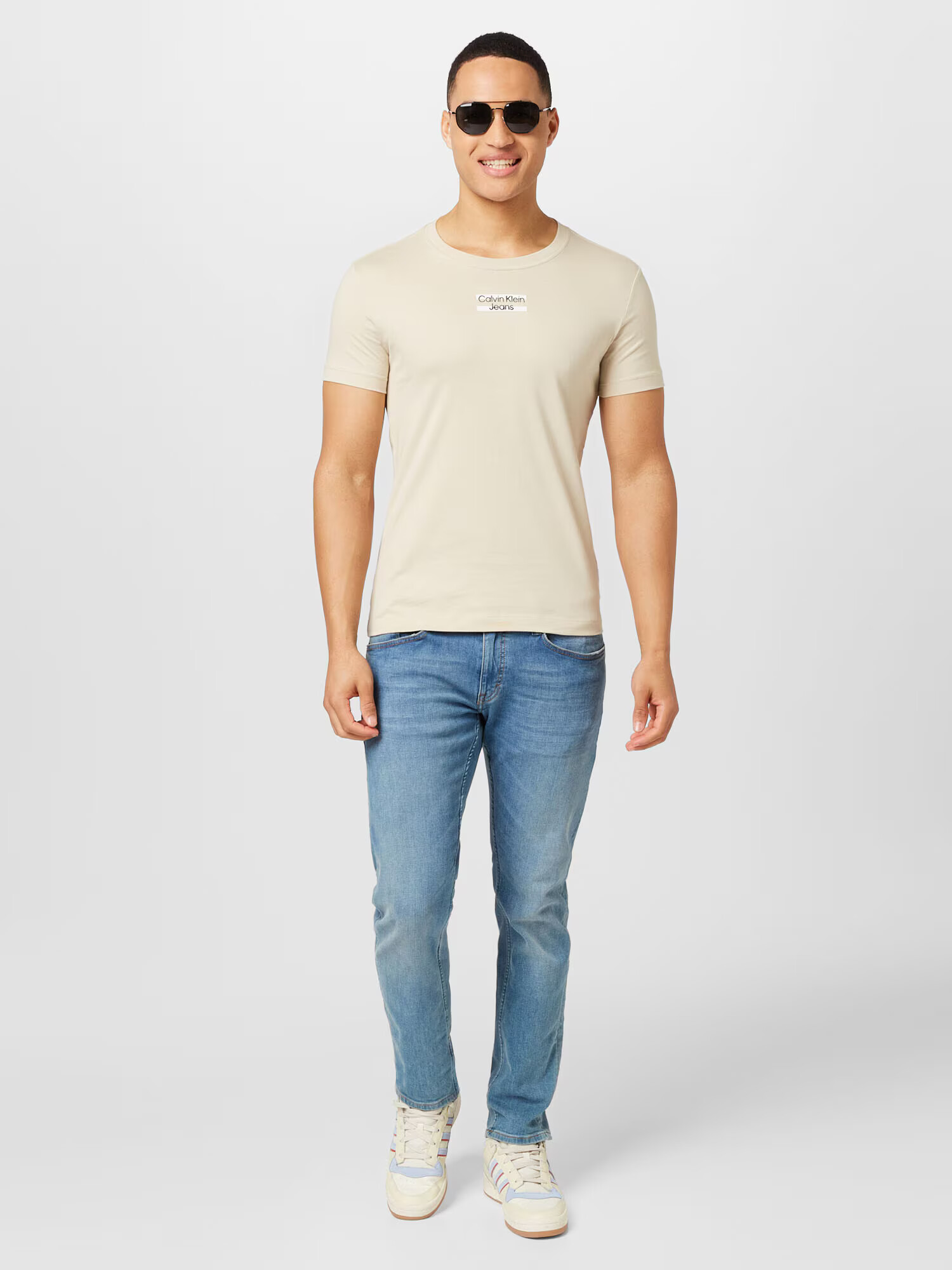 Calvin Klein Jeans Tričko svetlobéžová / čierna / biela - Pepit.sk