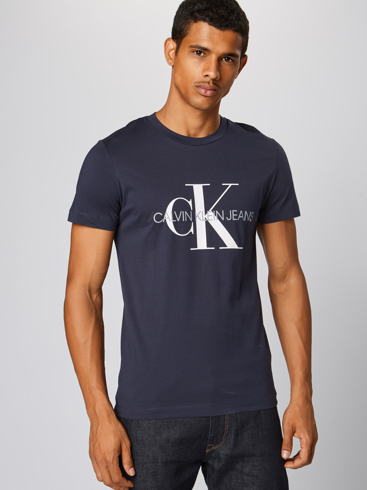 Calvin Klein Jeans Tričko tmavomodrá / sivá / biela - Pepit.sk