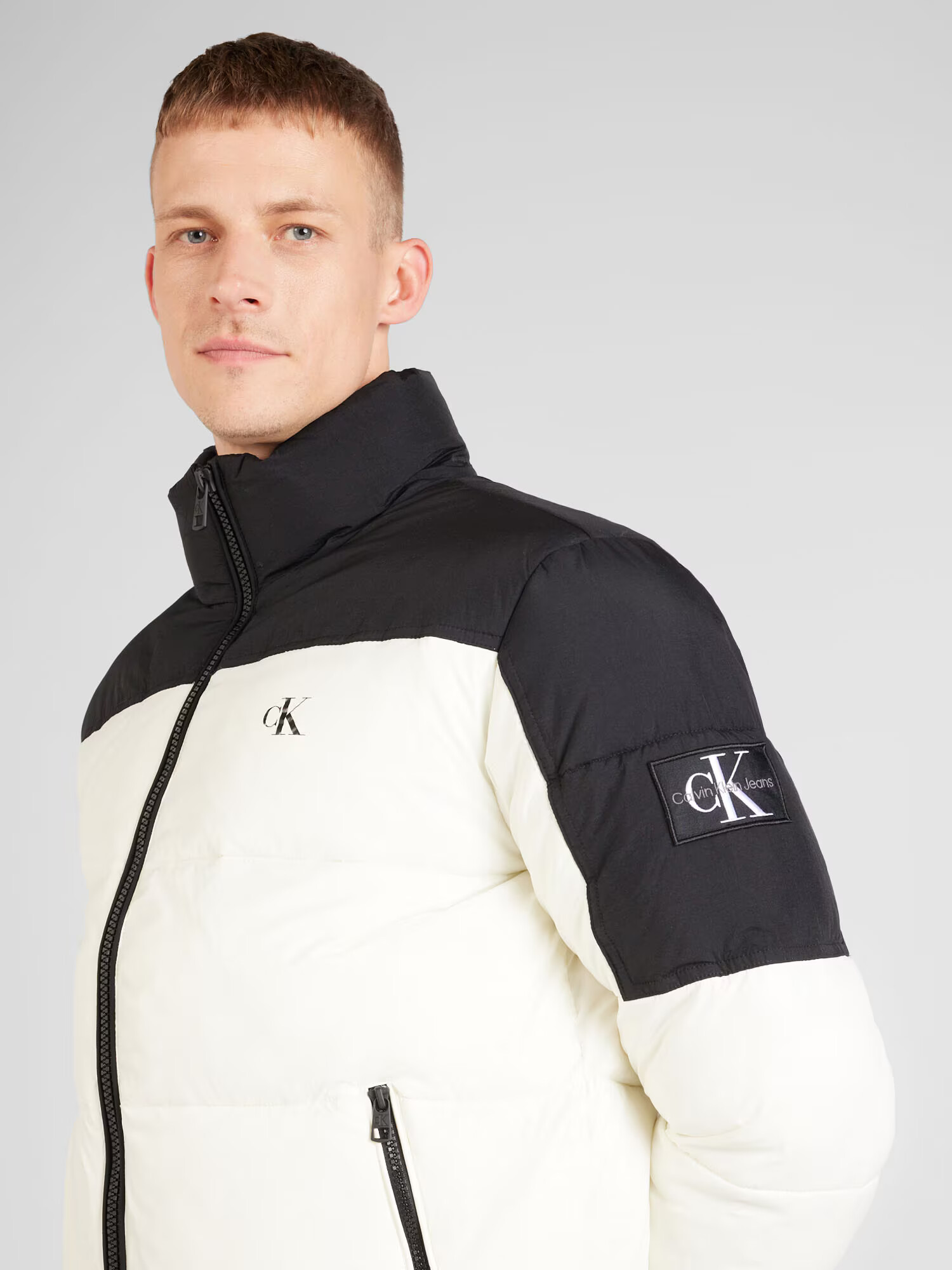 Calvin Klein Jeans Zimná bunda čierna / šedobiela - Pepit.sk