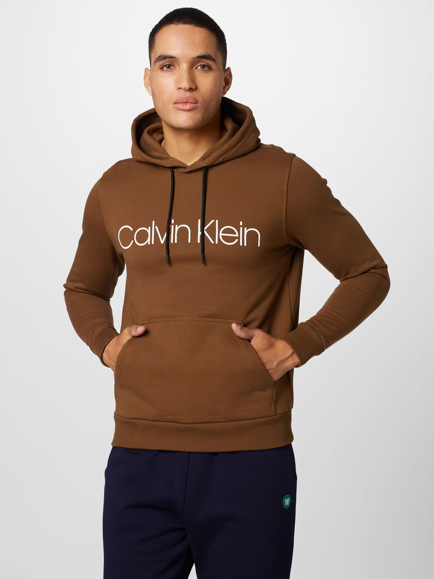 Calvin Klein Mikina hnedá / biela - Pepit.sk