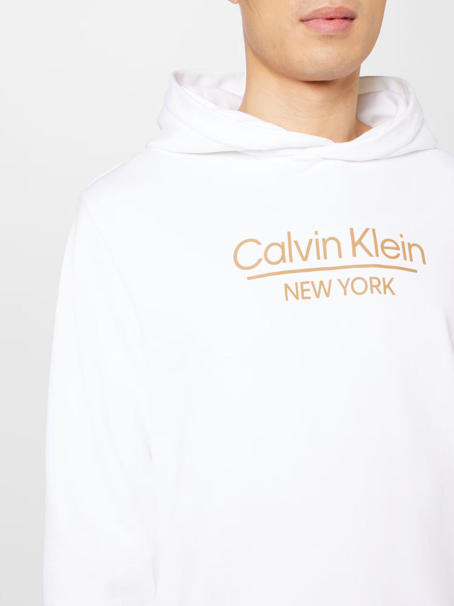 Calvin Klein Mikina tmavobéžová / biela - Pepit.sk