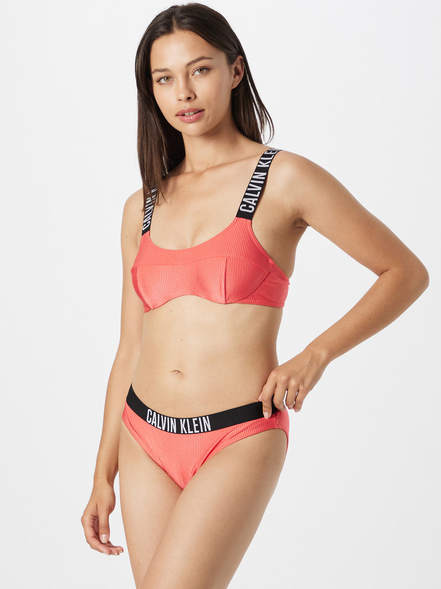 Calvin Klein Swimwear Bikinové nohavičky 'Intense Power' koralová / čierna / biela - Pepit.sk