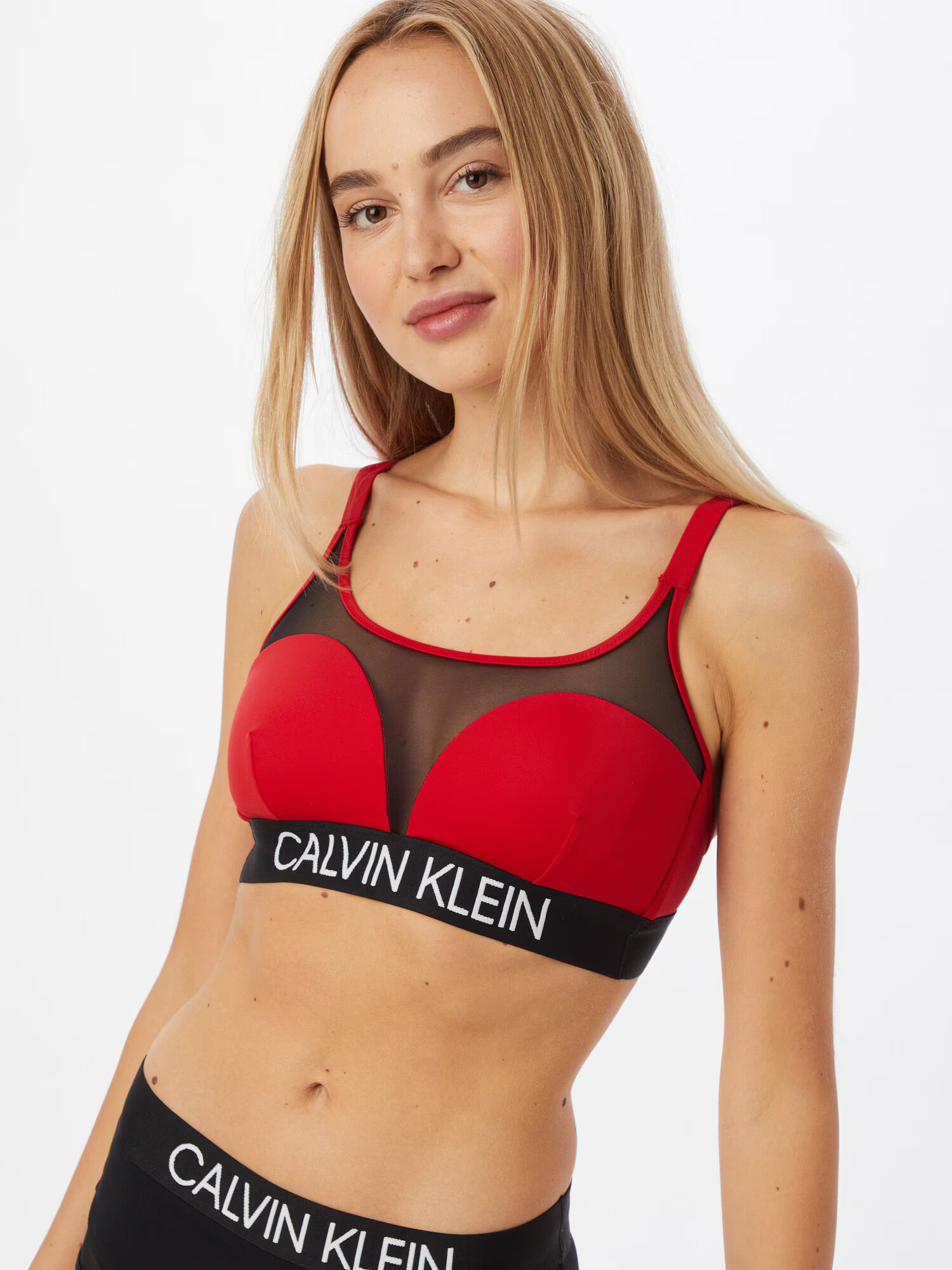 Calvin Klein Swimwear Bikinový top červená / čierna - Pepit.sk