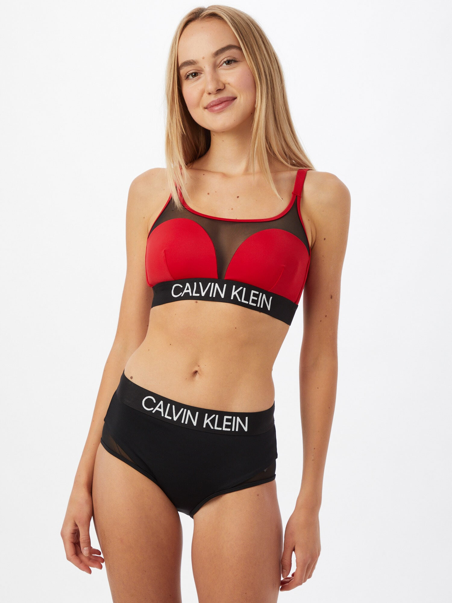 Calvin Klein Swimwear Bikinový top červená / čierna - Pepit.sk