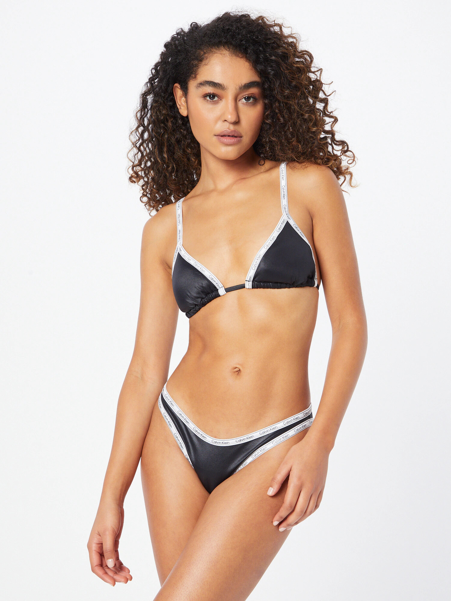 Calvin Klein Swimwear Bikinový top čierna / biela - Pepit.sk